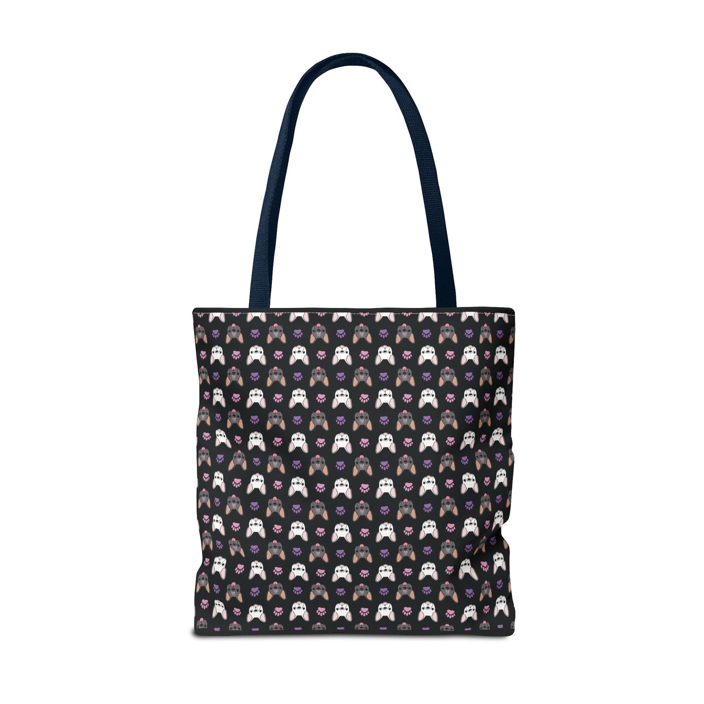 Frenchie Face and Paw Print Tote Bag - French Bulldog Lover, Dog Mom Gift, Animal Print Market Bag, Cute Puppy Shoulder Bag, Pet Owner Merch