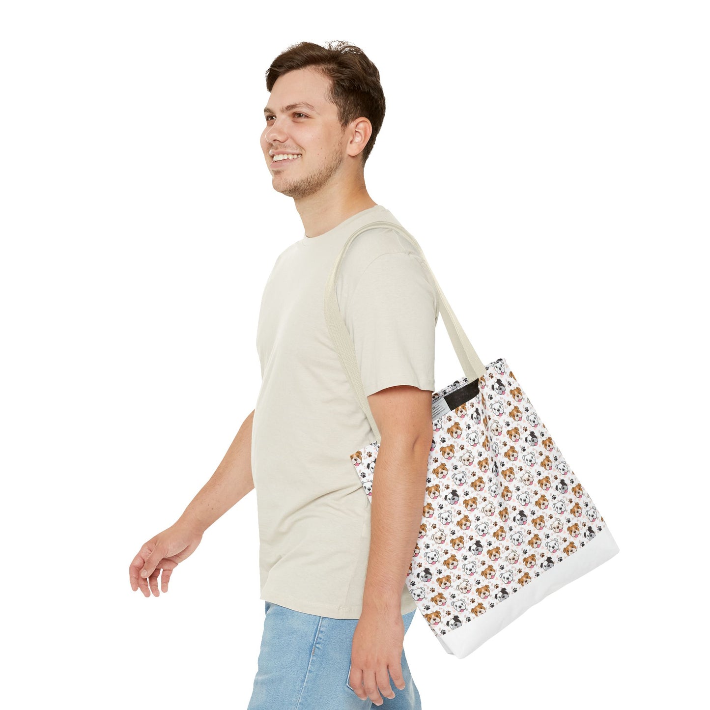 English Bulldog Tote Bag, Bulldog Lover Gift, Paw Print Design, Pet Owner Gift, Shopping Bag, Bulldog Mom/Dad Gift
