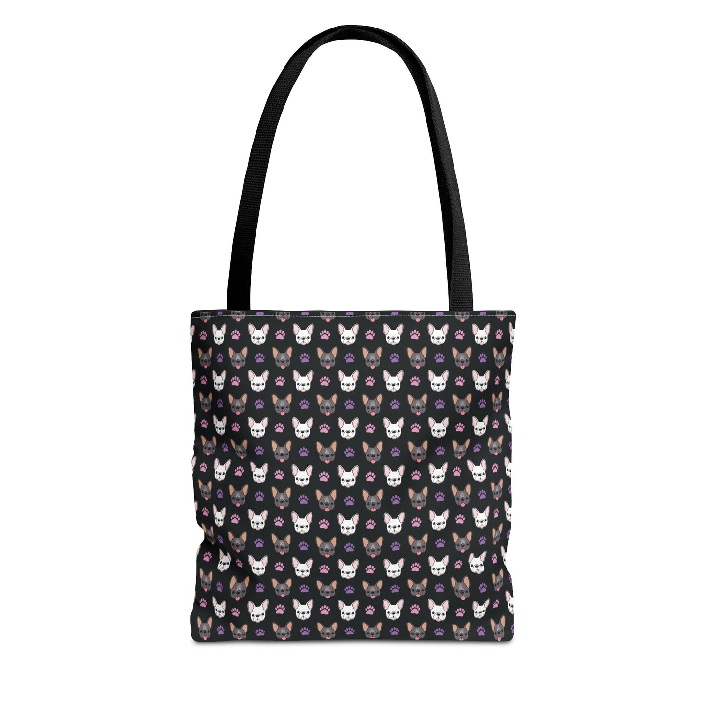 Frenchie Face and Paw Print Tote Bag - French Bulldog Lover, Dog Mom Gift, Animal Print Market Bag, Cute Puppy Shoulder Bag, Pet Owner Merch