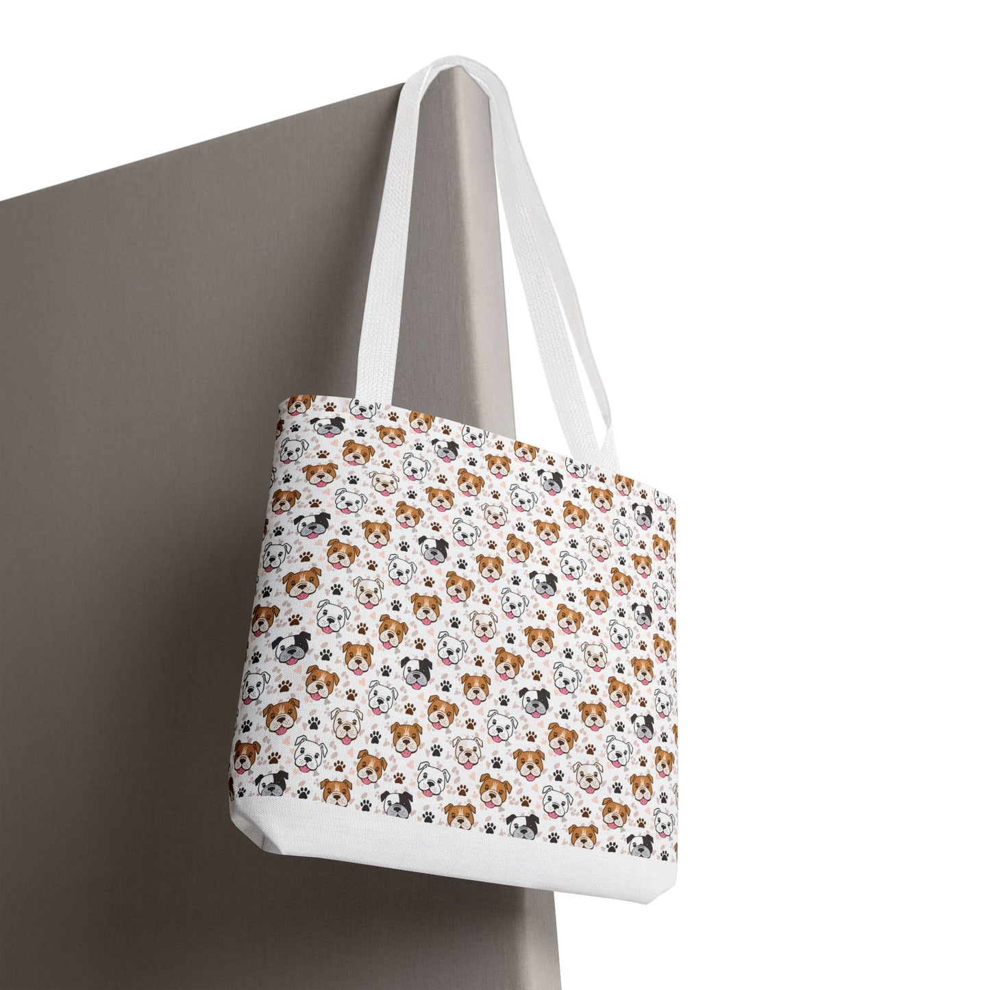 English Bulldog Tote Bag, Bulldog Lover Gift, Paw Print Design, Pet Owner Gift, Shopping Bag, Bulldog Mom/Dad Gift