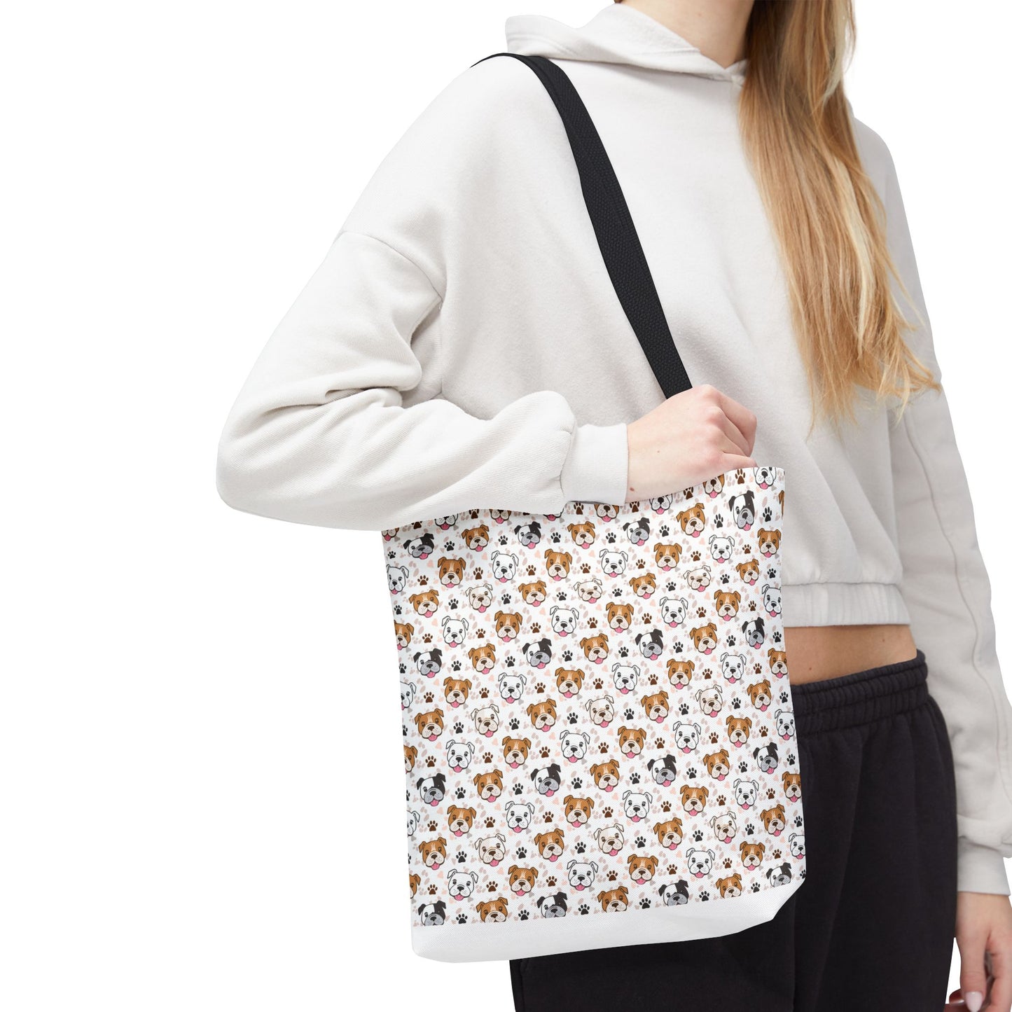 English Bulldog Tote Bag, Bulldog Lover Gift, Paw Print Design, Pet Owner Gift, Shopping Bag, Bulldog Mom/Dad Gift