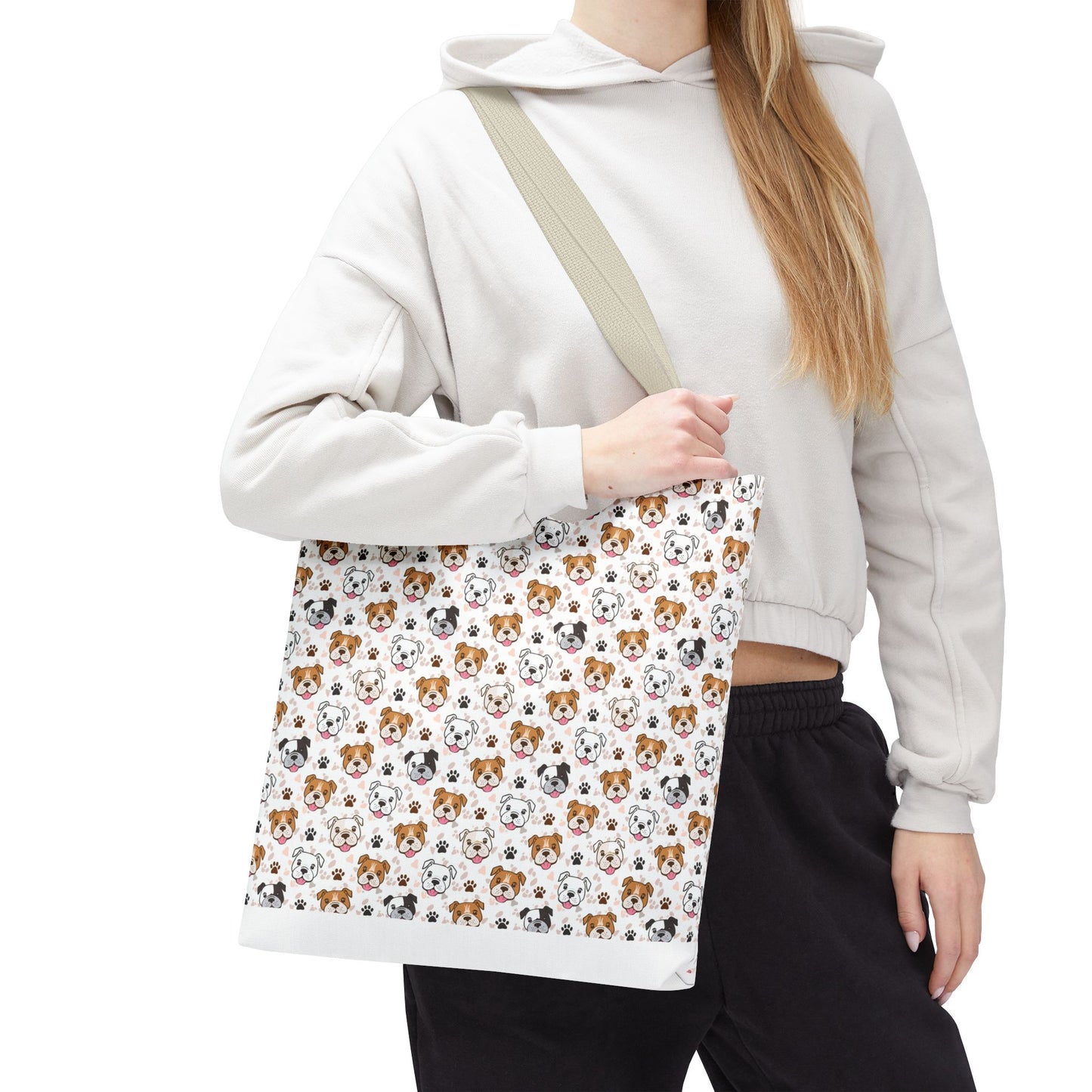 English Bulldog Tote Bag, Bulldog Lover Gift, Paw Print Design, Pet Owner Gift, Shopping Bag, Bulldog Mom/Dad Gift