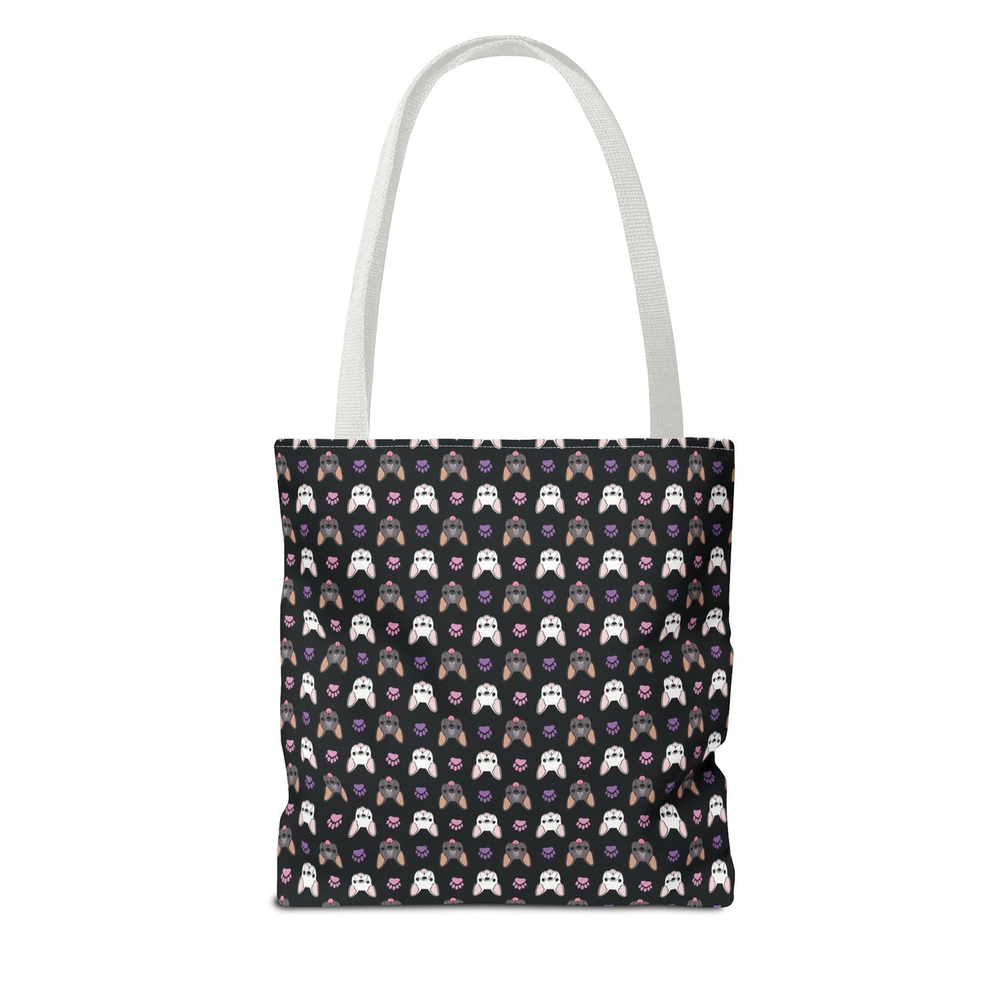 Frenchie Face and Paw Print Tote Bag - French Bulldog Lover, Dog Mom Gift, Animal Print Market Bag, Cute Puppy Shoulder Bag, Pet Owner Merch