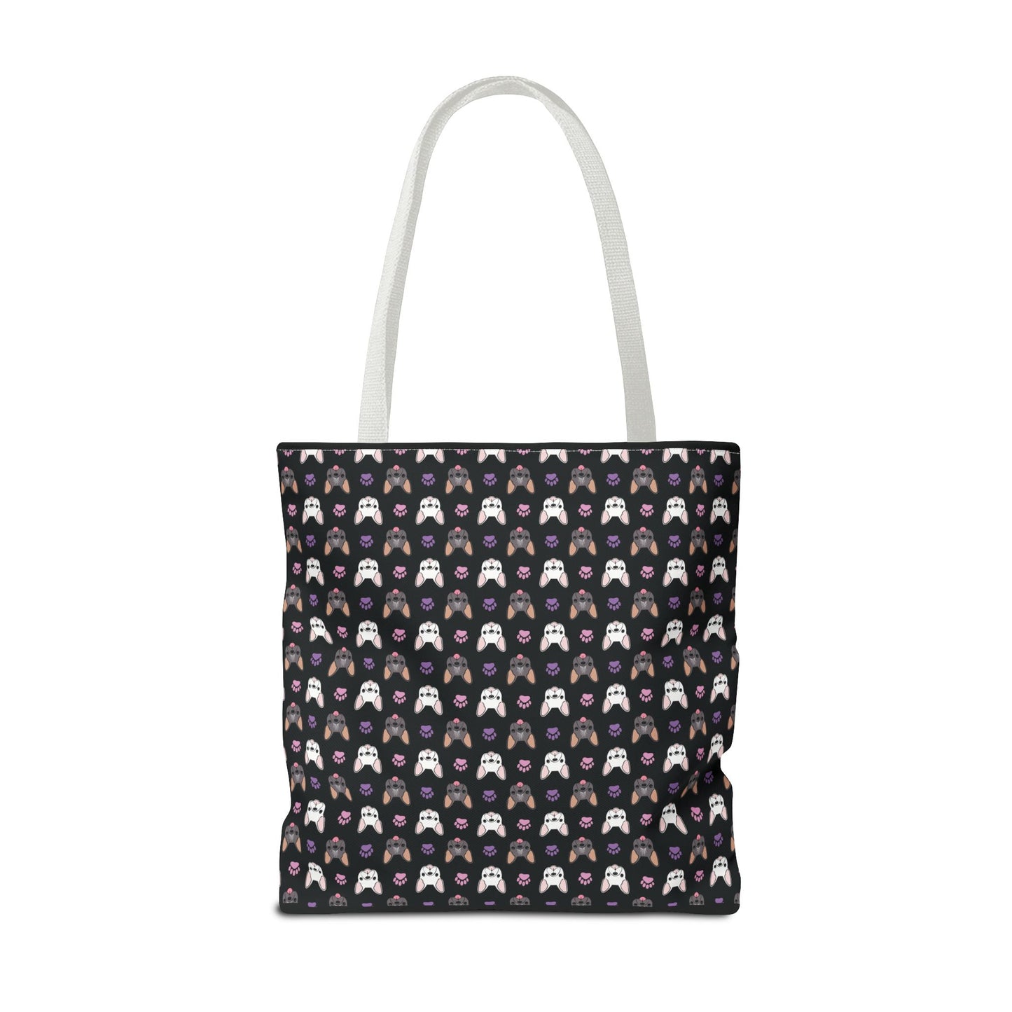 Frenchie Face and Paw Print Tote Bag - French Bulldog Lover, Dog Mom Gift, Animal Print Market Bag, Cute Puppy Shoulder Bag, Pet Owner Merch