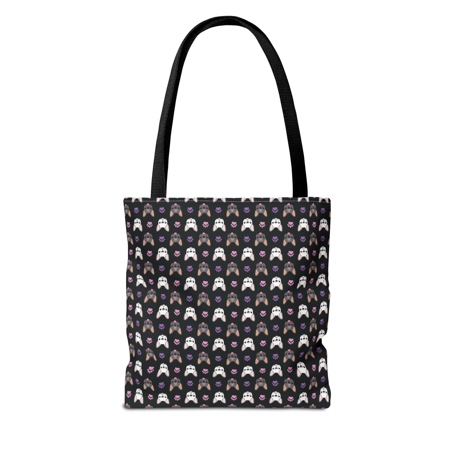 Frenchie Face and Paw Print Tote Bag - French Bulldog Lover, Dog Mom Gift, Animal Print Market Bag, Cute Puppy Shoulder Bag, Pet Owner Merch