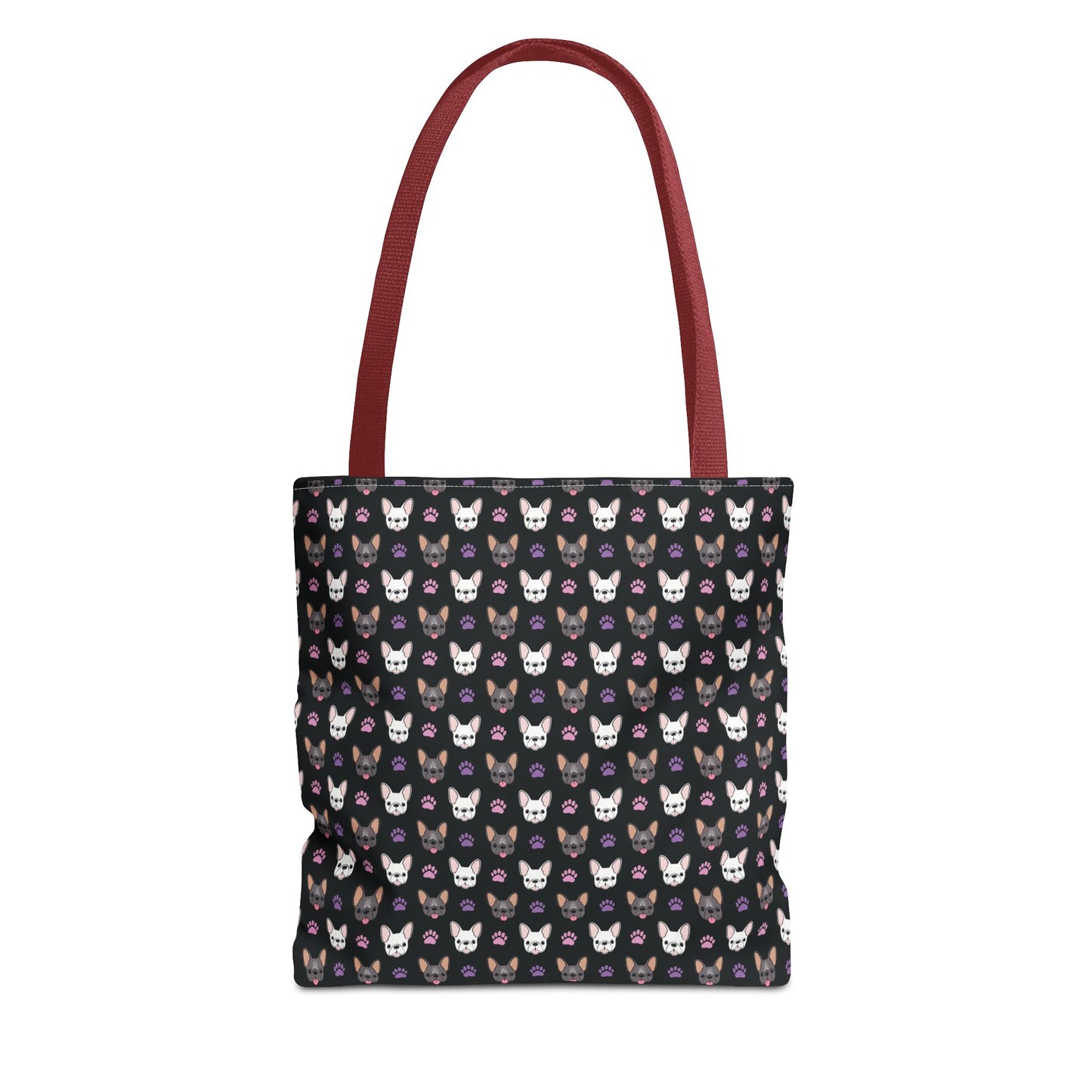 Frenchie Face and Paw Print Tote Bag - French Bulldog Lover, Dog Mom Gift, Animal Print Market Bag, Cute Puppy Shoulder Bag, Pet Owner Merch