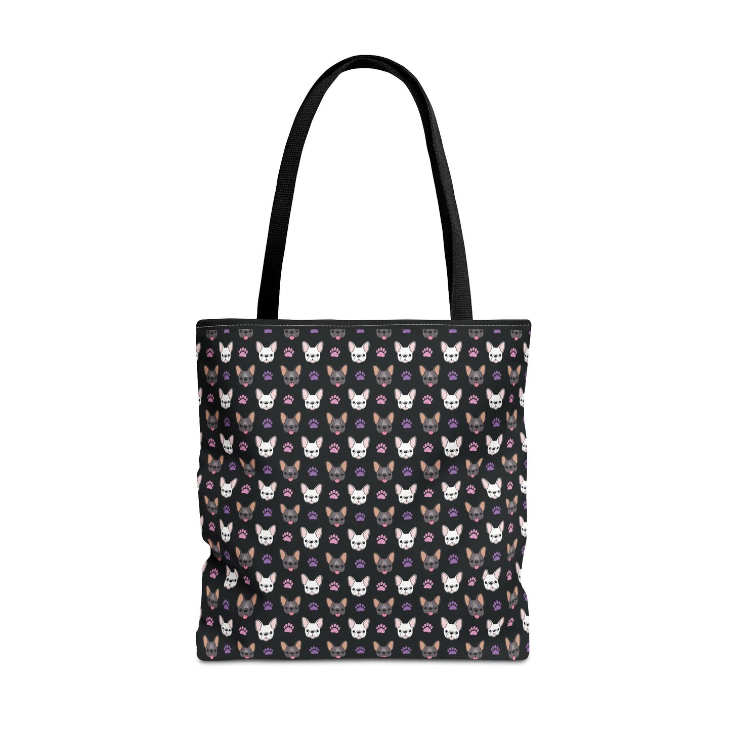 Frenchie Face and Paw Print Tote Bag - French Bulldog Lover, Dog Mom Gift, Animal Print Market Bag, Cute Puppy Shoulder Bag, Pet Owner Merch