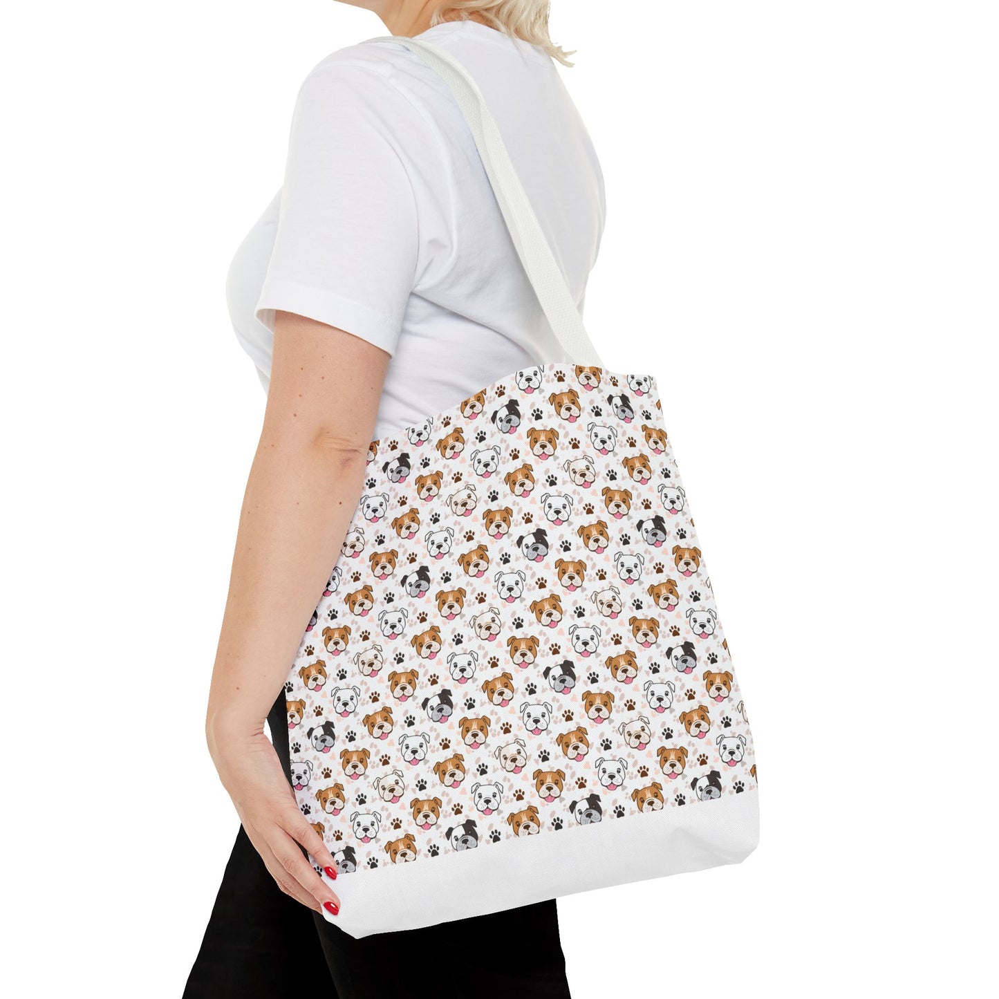 English Bulldog Tote Bag, Bulldog Lover Gift, Paw Print Design, Pet Owner Gift, Shopping Bag, Bulldog Mom/Dad Gift
