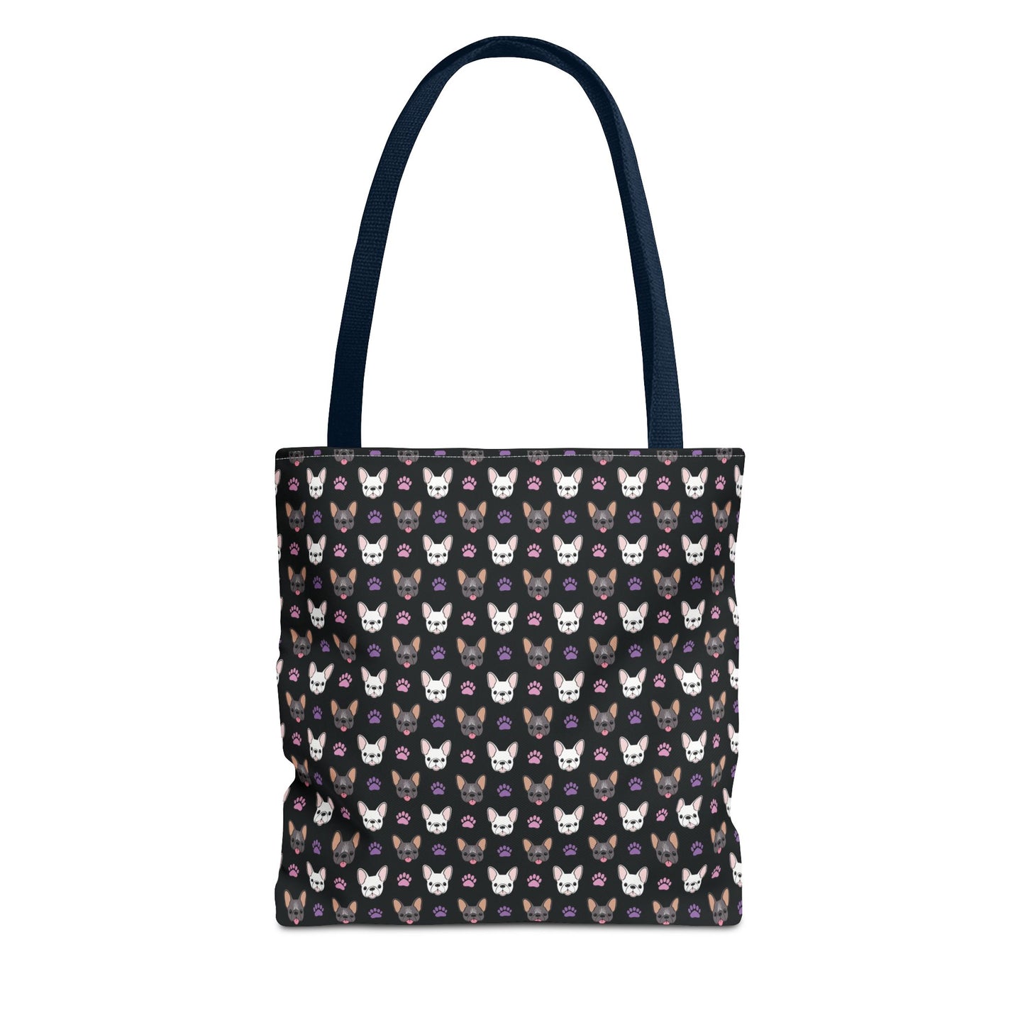 Frenchie Face and Paw Print Tote Bag - French Bulldog Lover, Dog Mom Gift, Animal Print Market Bag, Cute Puppy Shoulder Bag, Pet Owner Merch