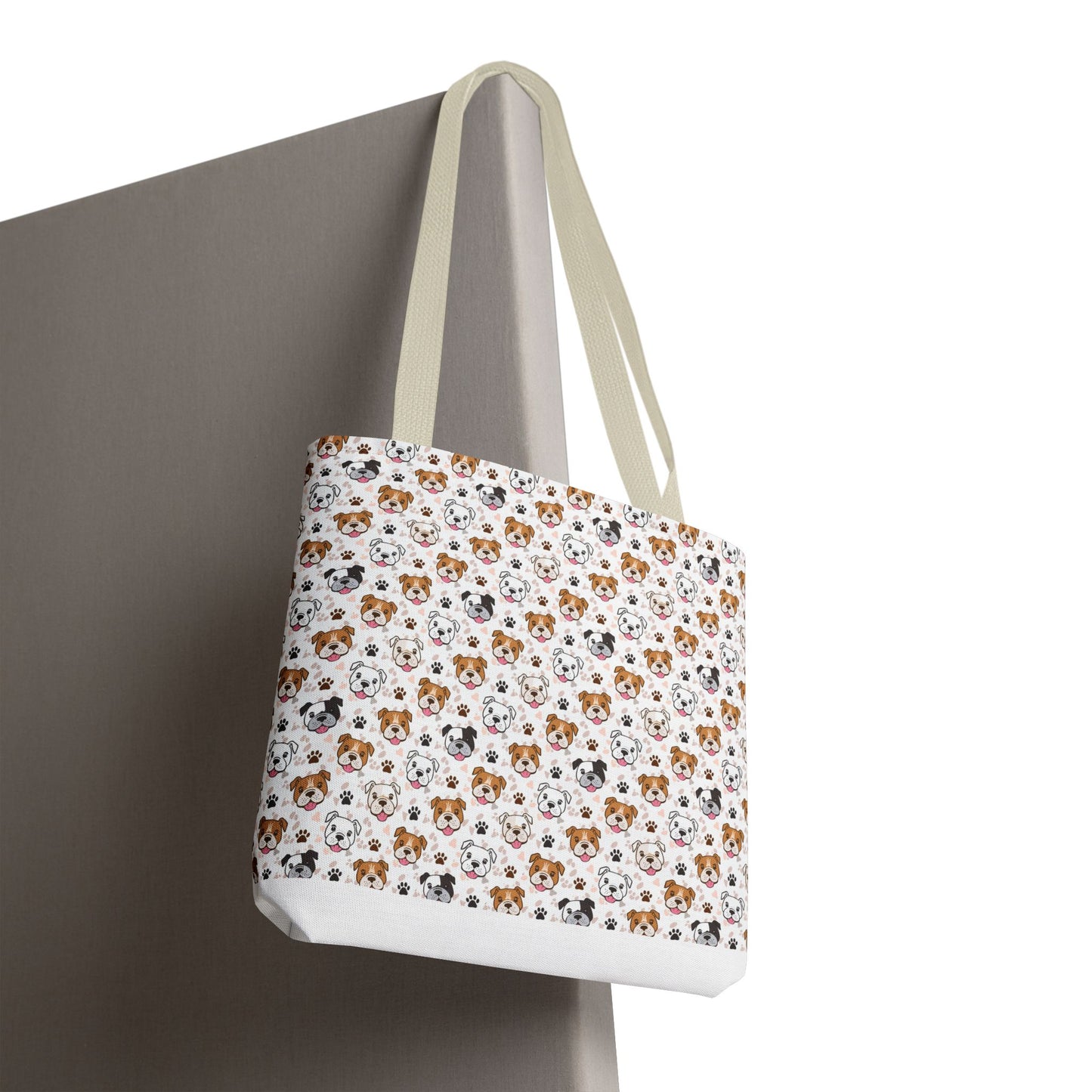 English Bulldog Tote Bag, Bulldog Lover Gift, Paw Print Design, Pet Owner Gift, Shopping Bag, Bulldog Mom/Dad Gift