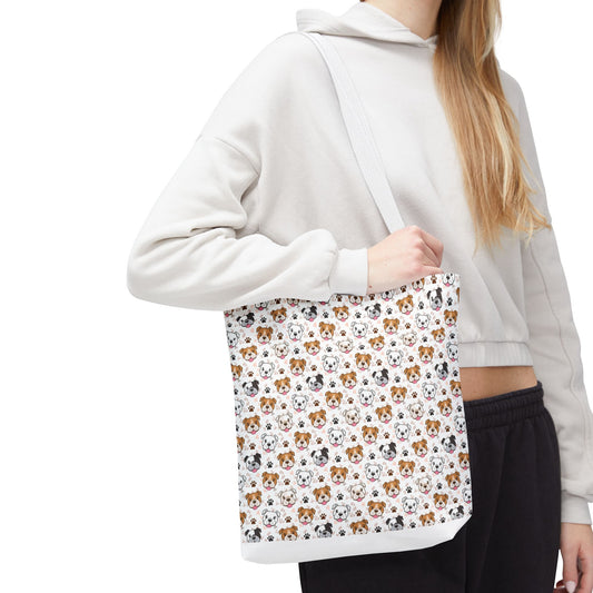 English Bulldog Tote Bag, Bulldog Lover Gift, Paw Print Design, Pet Owner Gift, Shopping Bag, Bulldog Mom/Dad Gift