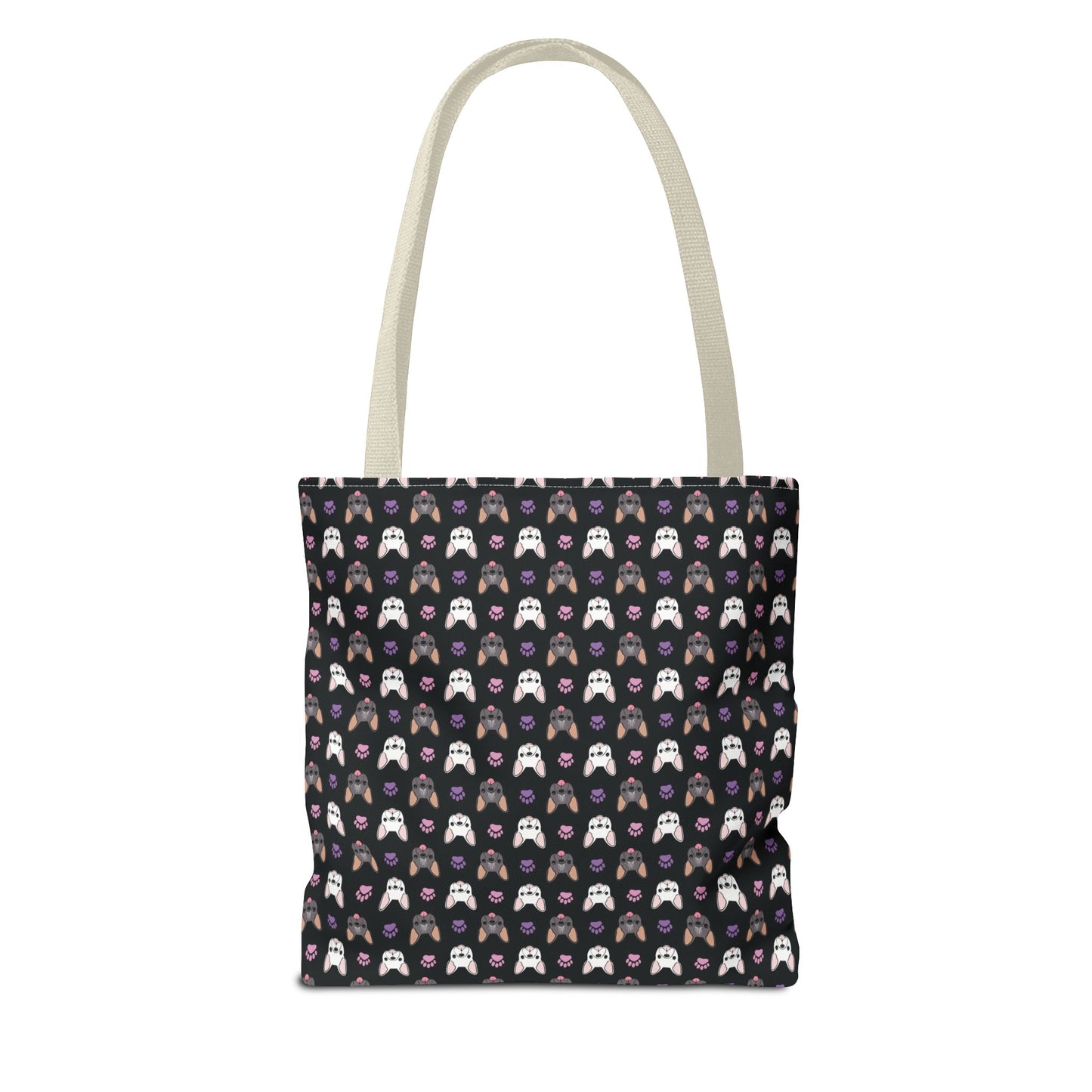Frenchie Face and Paw Print Tote Bag - French Bulldog Lover, Dog Mom Gift, Animal Print Market Bag, Cute Puppy Shoulder Bag, Pet Owner Merch