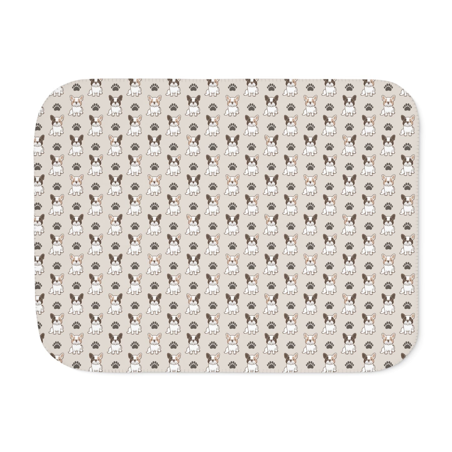 Sherpa Blanket - French Bulldog and Paw Print Design, Dog Lover Gift, Cozy Throw Blanket, Animal Print Fleece Blanket, Home Decor, Winter