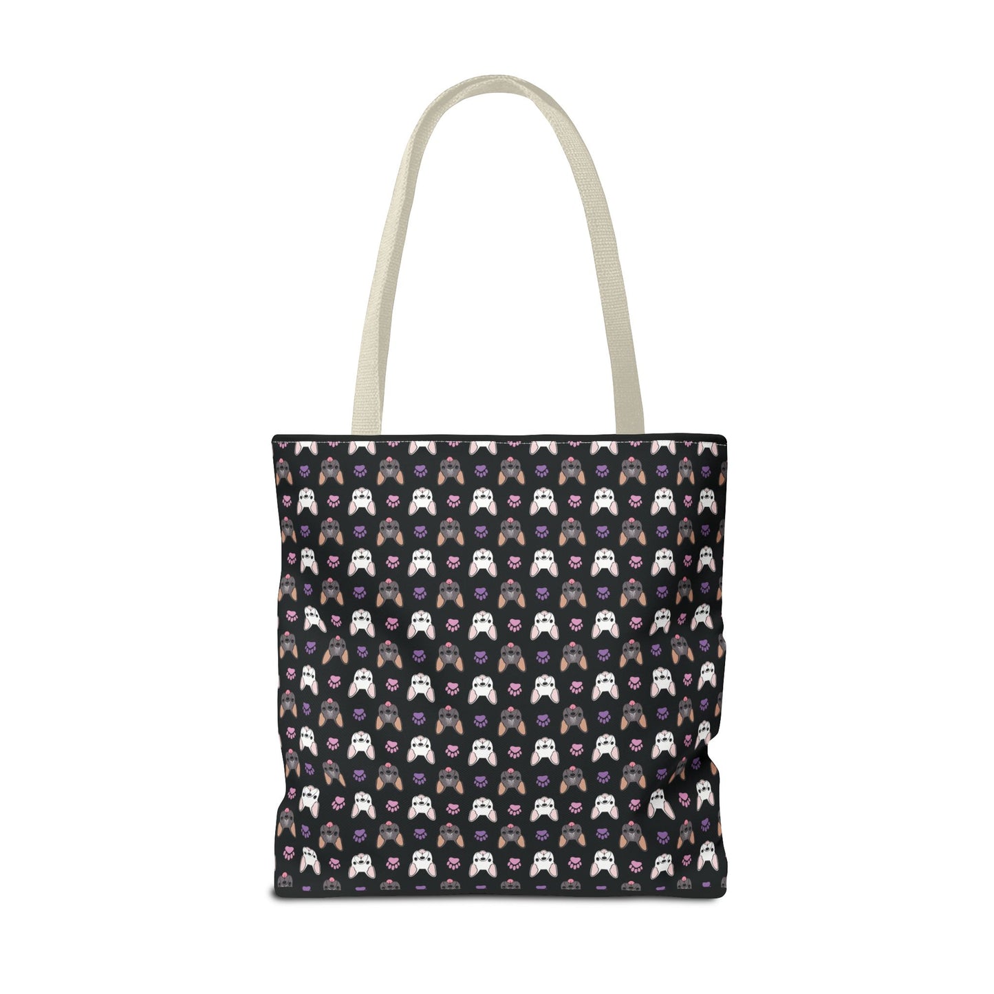 Frenchie Face and Paw Print Tote Bag - French Bulldog Lover, Dog Mom Gift, Animal Print Market Bag, Cute Puppy Shoulder Bag, Pet Owner Merch