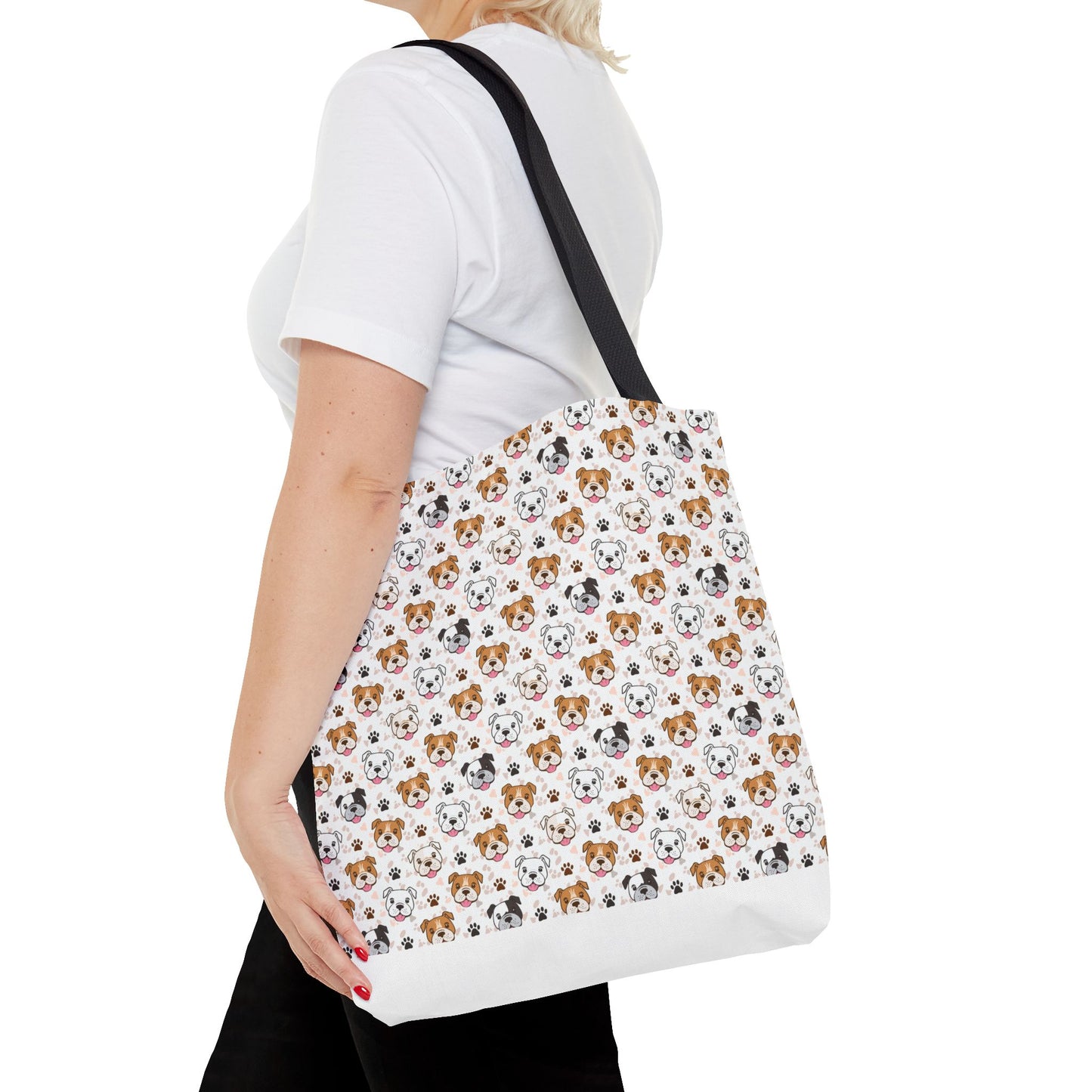 English Bulldog Tote Bag, Bulldog Lover Gift, Paw Print Design, Pet Owner Gift, Shopping Bag, Bulldog Mom/Dad Gift
