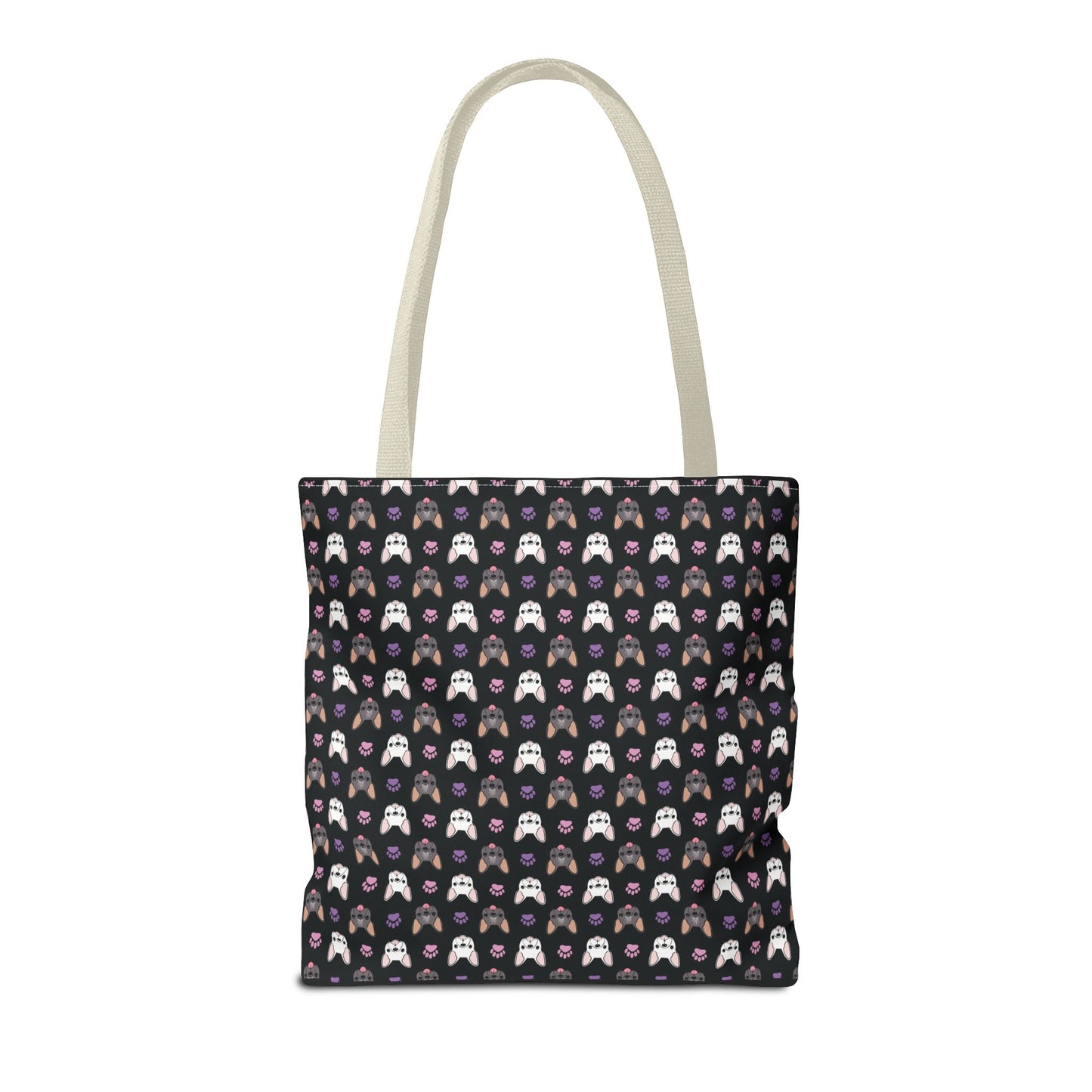 Frenchie Face and Paw Print Tote Bag - French Bulldog Lover, Dog Mom Gift, Animal Print Market Bag, Cute Puppy Shoulder Bag, Pet Owner Merch