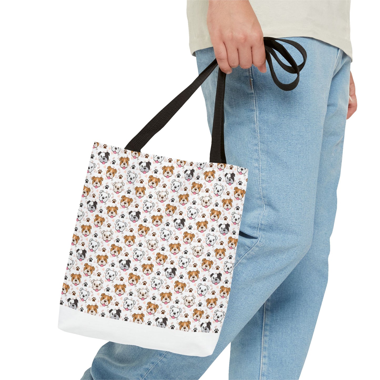 English Bulldog Tote Bag, Bulldog Lover Gift, Paw Print Design, Pet Owner Gift, Shopping Bag, Bulldog Mom/Dad Gift