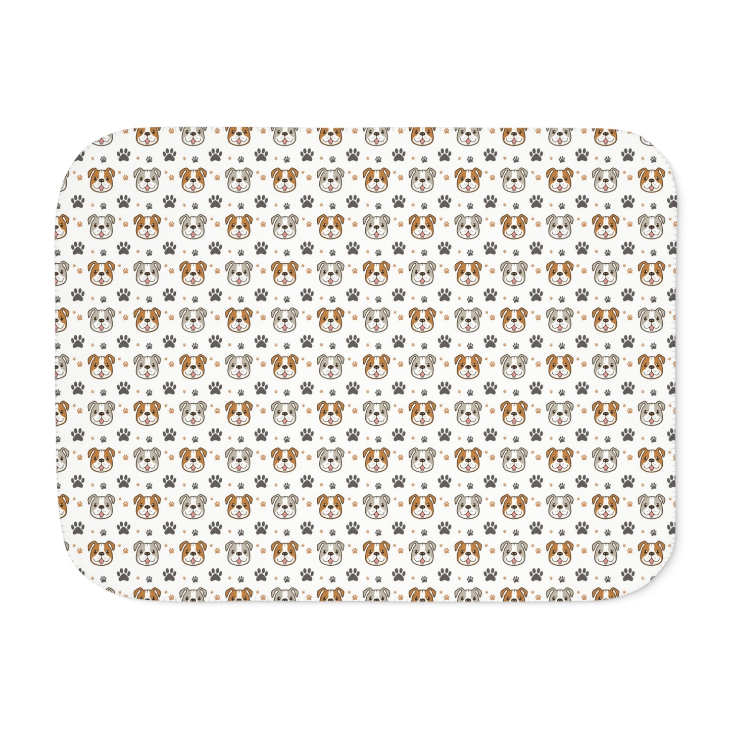 Sherpa Blanket, Cute English Bulldog Face and Paw Print, Dog Lover Gift, Cozy Animal Throw, Pet Owner Present, Holiday Decor, Furry Friend