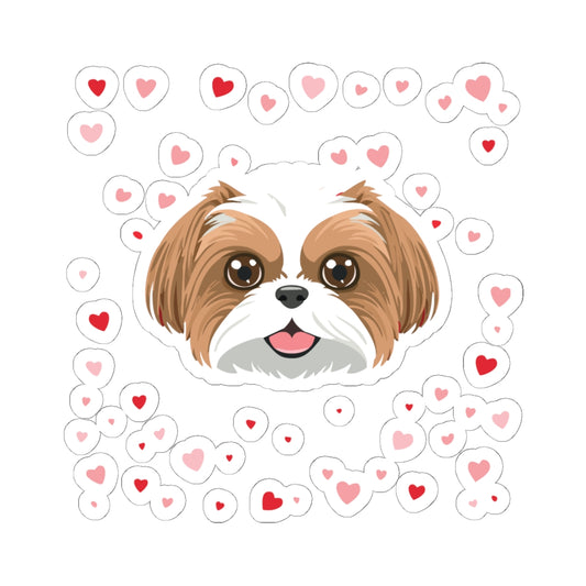 Cute Dog Love Kiss-Cut Stickers, Adorable Pet Decals for Dog Lovers, Laptop Stickers, Gift for Dog Owners, Cute Heart Designs