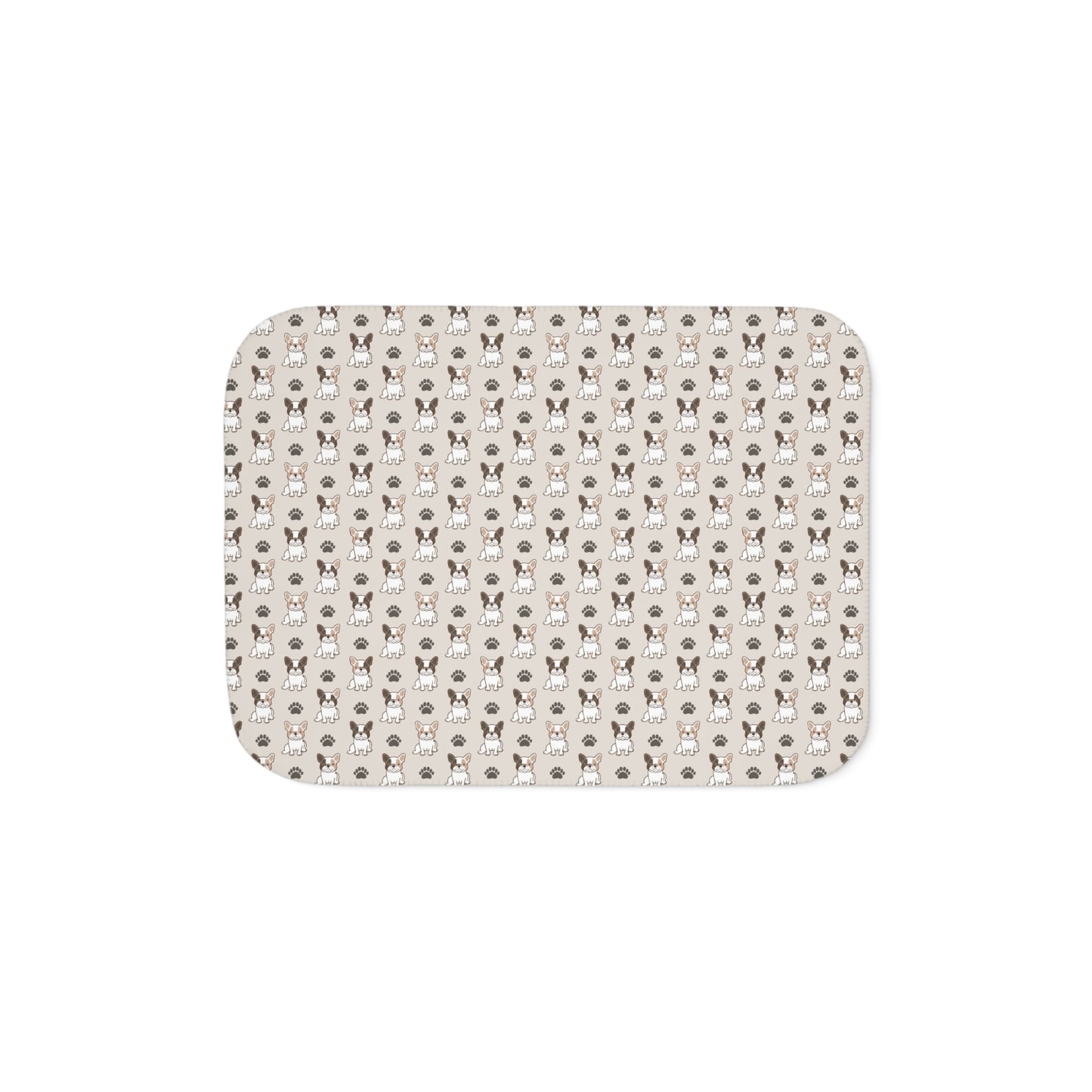 Sherpa Blanket - French Bulldog and Paw Print Design, Dog Lover Gift, Cozy Throw Blanket, Animal Print Fleece Blanket, Home Decor, Winter