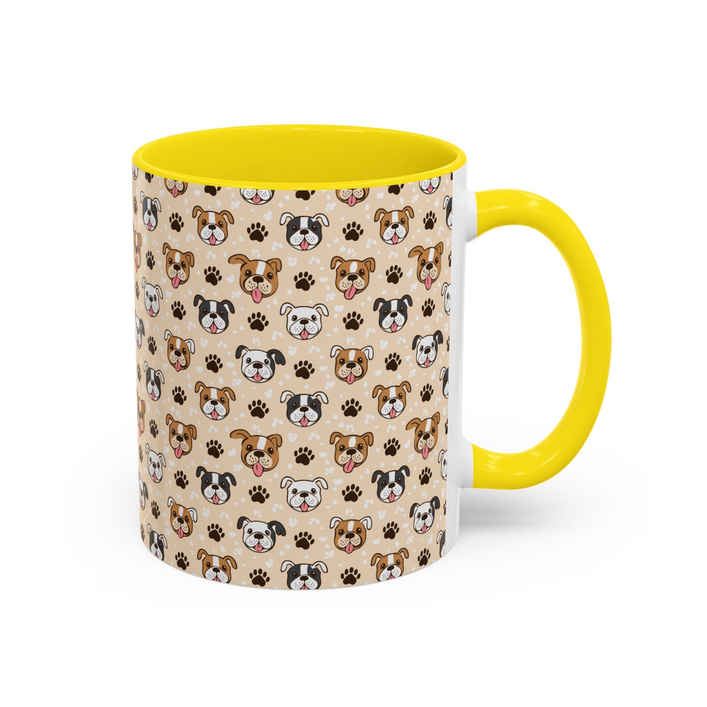 Coffee Mug, English Bulldog and Paw Print Print, Dog Lover Gift, Animal Lover, Pet Owner, Cute Mug, Ceramic Cup
