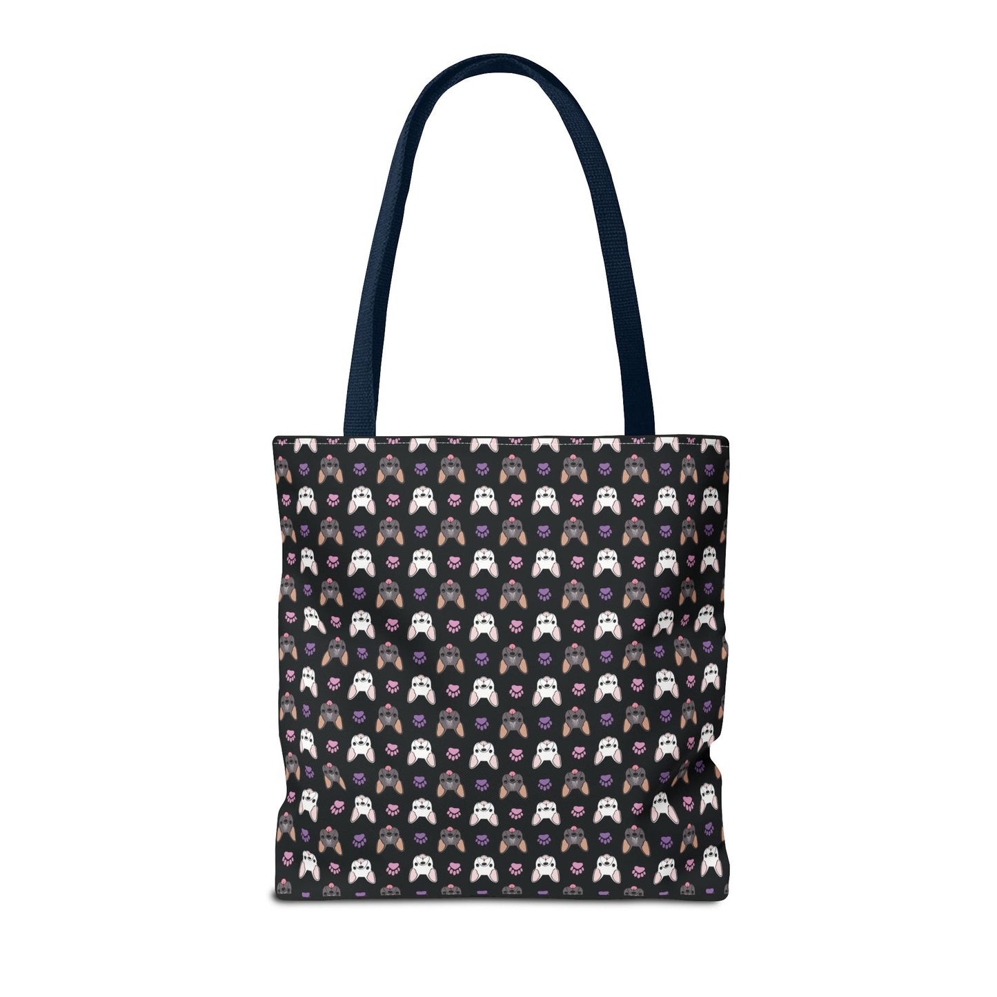 Frenchie Face and Paw Print Tote Bag - French Bulldog Lover, Dog Mom Gift, Animal Print Market Bag, Cute Puppy Shoulder Bag, Pet Owner Merch