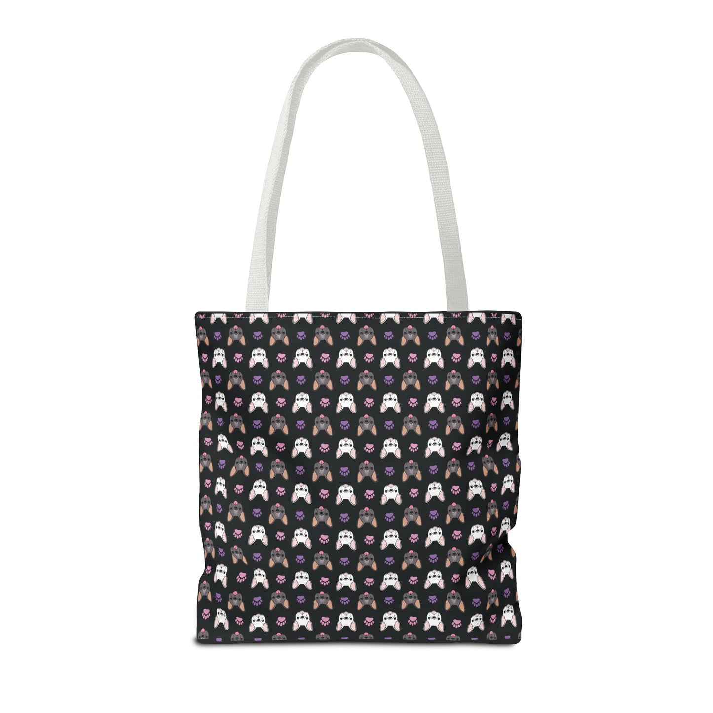 Frenchie Face and Paw Print Tote Bag - French Bulldog Lover, Dog Mom Gift, Animal Print Market Bag, Cute Puppy Shoulder Bag, Pet Owner Merch