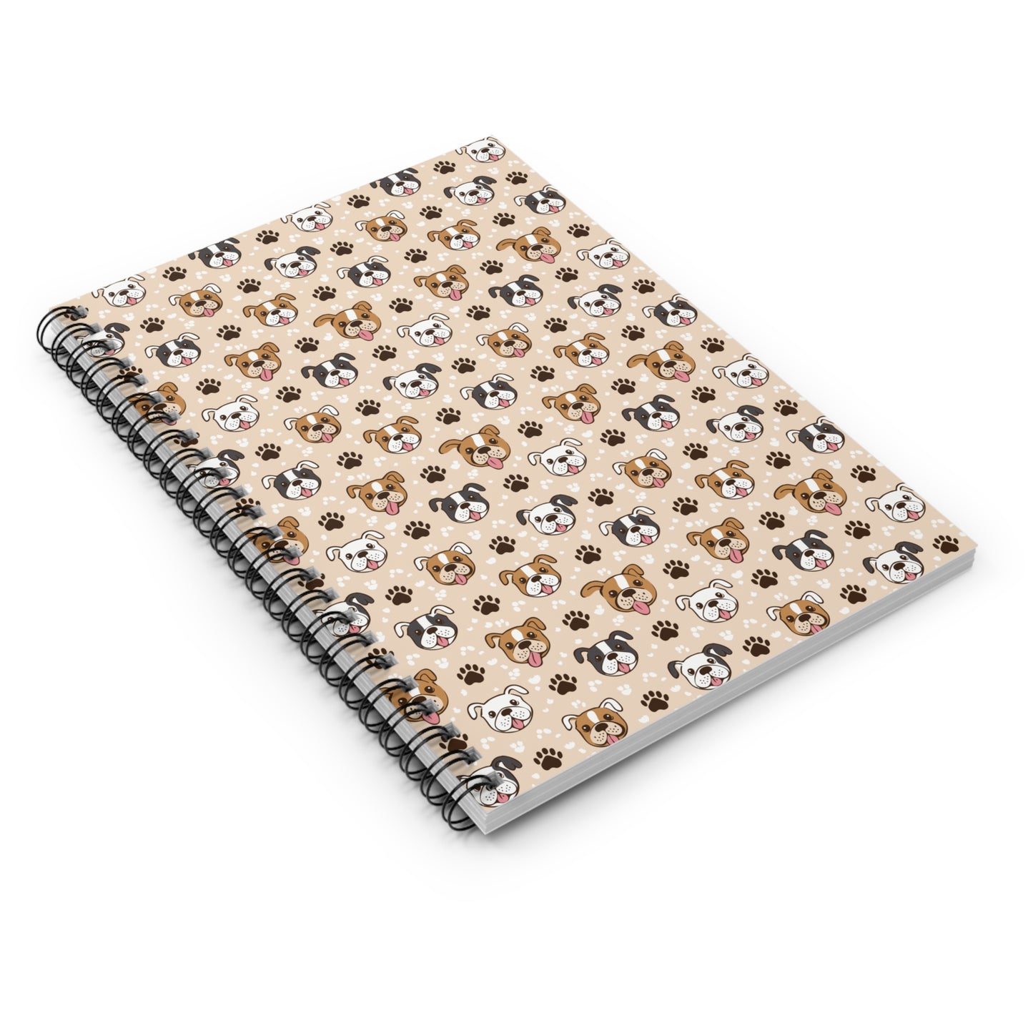 English Bulldog Face and Paw Print Spiral Notebook - Ruled Line, Journal, Notebook, Bulldog Lover Gift, Dog Lover Stationery, Back to School