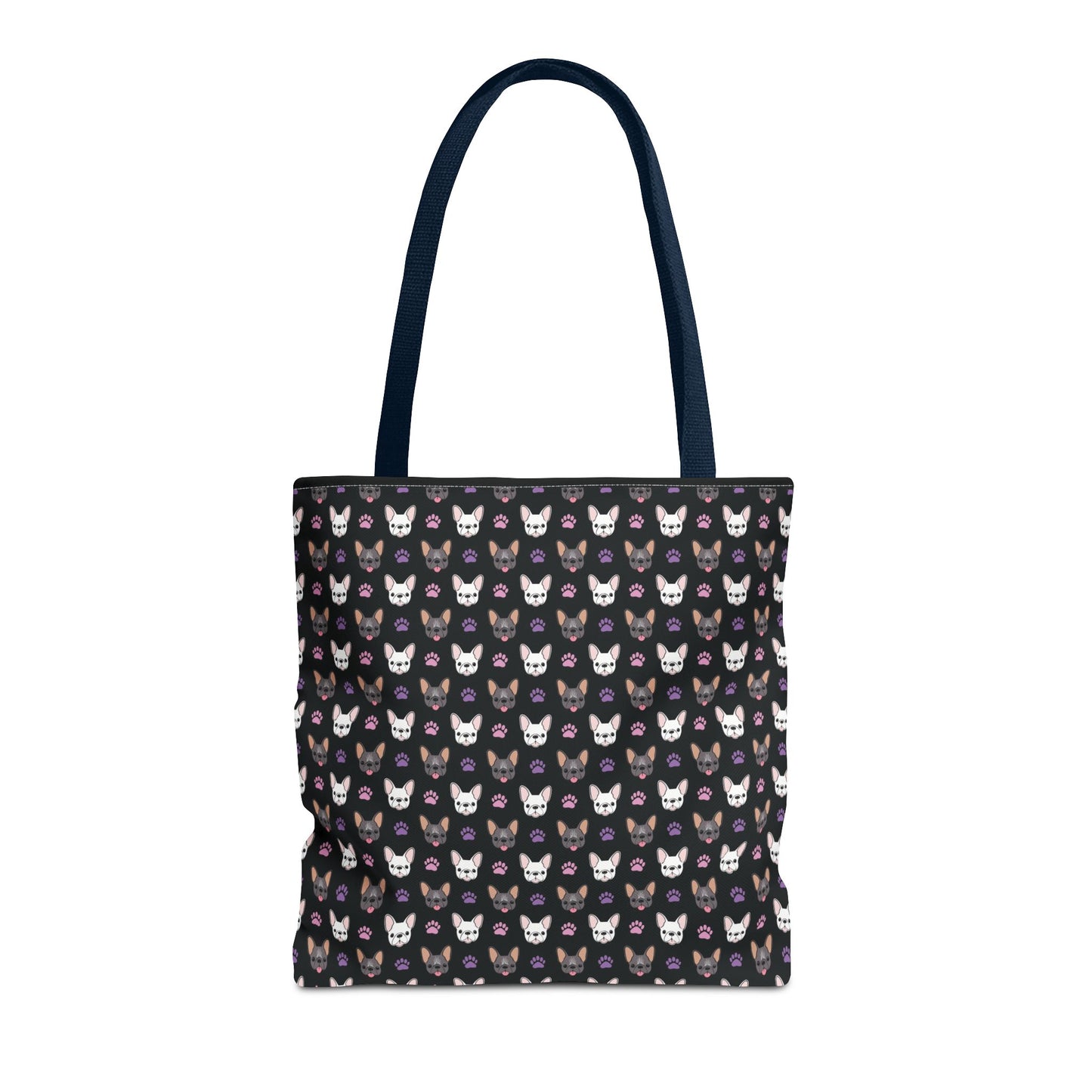 Frenchie Face and Paw Print Tote Bag - French Bulldog Lover, Dog Mom Gift, Animal Print Market Bag, Cute Puppy Shoulder Bag, Pet Owner Merch