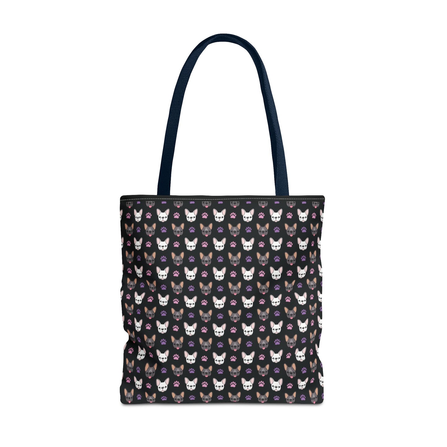 Frenchie Face and Paw Print Tote Bag - French Bulldog Lover, Dog Mom Gift, Animal Print Market Bag, Cute Puppy Shoulder Bag, Pet Owner Merch