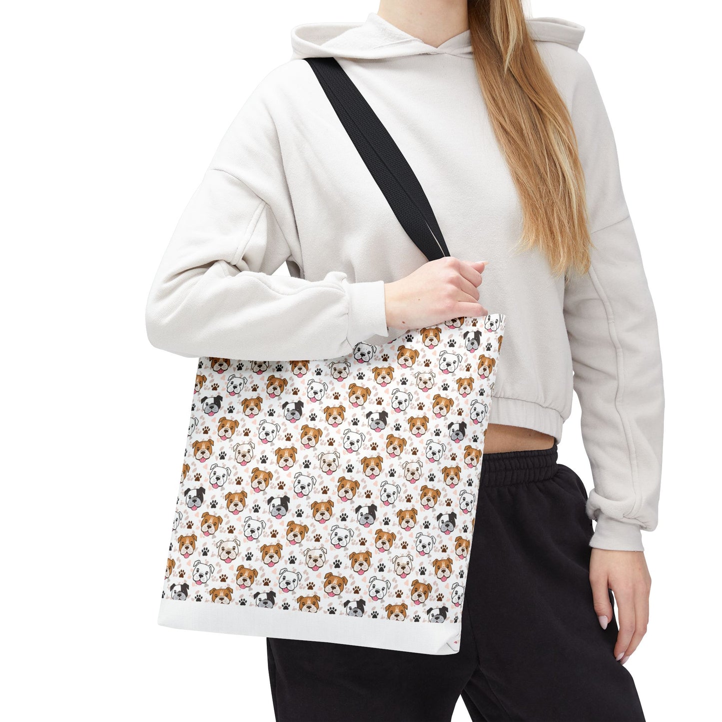 English Bulldog Tote Bag, Bulldog Lover Gift, Paw Print Design, Pet Owner Gift, Shopping Bag, Bulldog Mom/Dad Gift