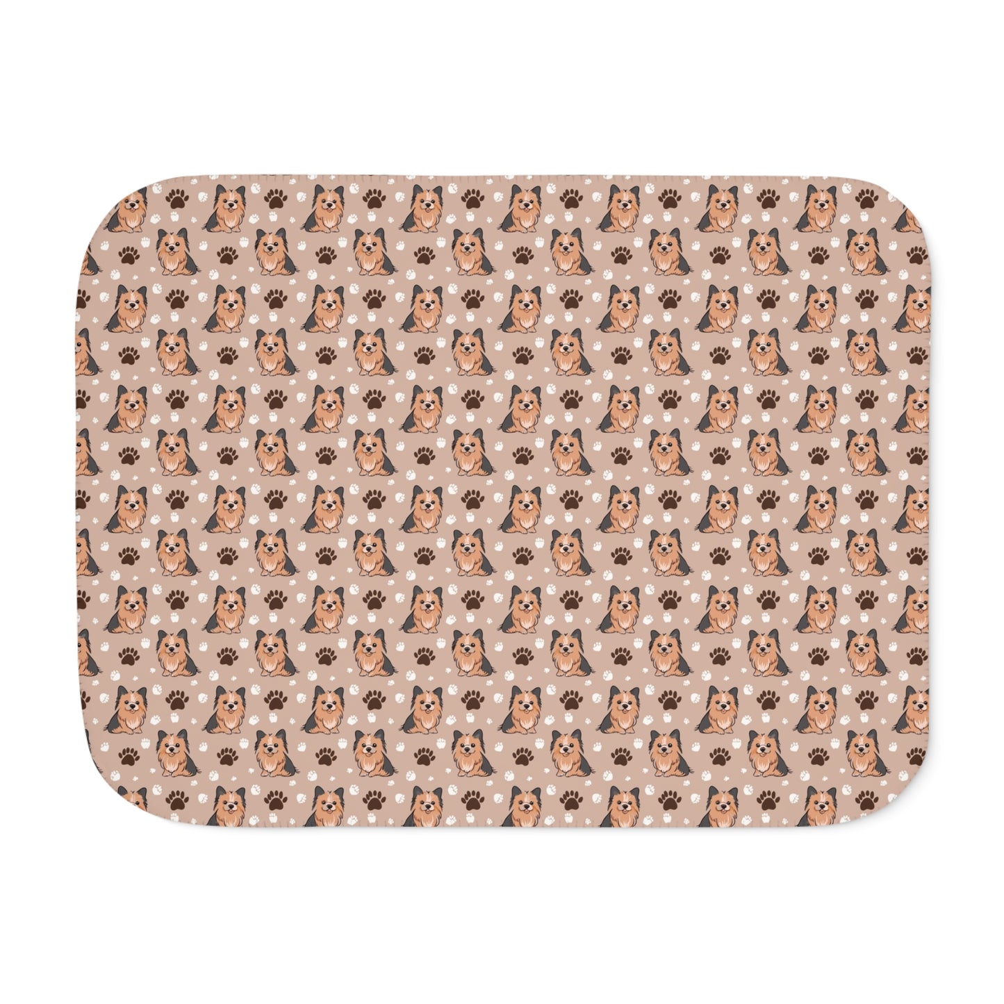 Sherpa Blanket - Yorkie and Paw Print Design, Dog Lover Gift, Cozy Throw, Pet Owner Present, Fleece Blanket, Animal Print Decor