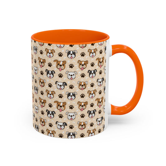 Coffee Mug, English Bulldog and Paw Print Print, Dog Lover Gift, Animal Lover, Pet Owner, Cute Mug, Ceramic Cup