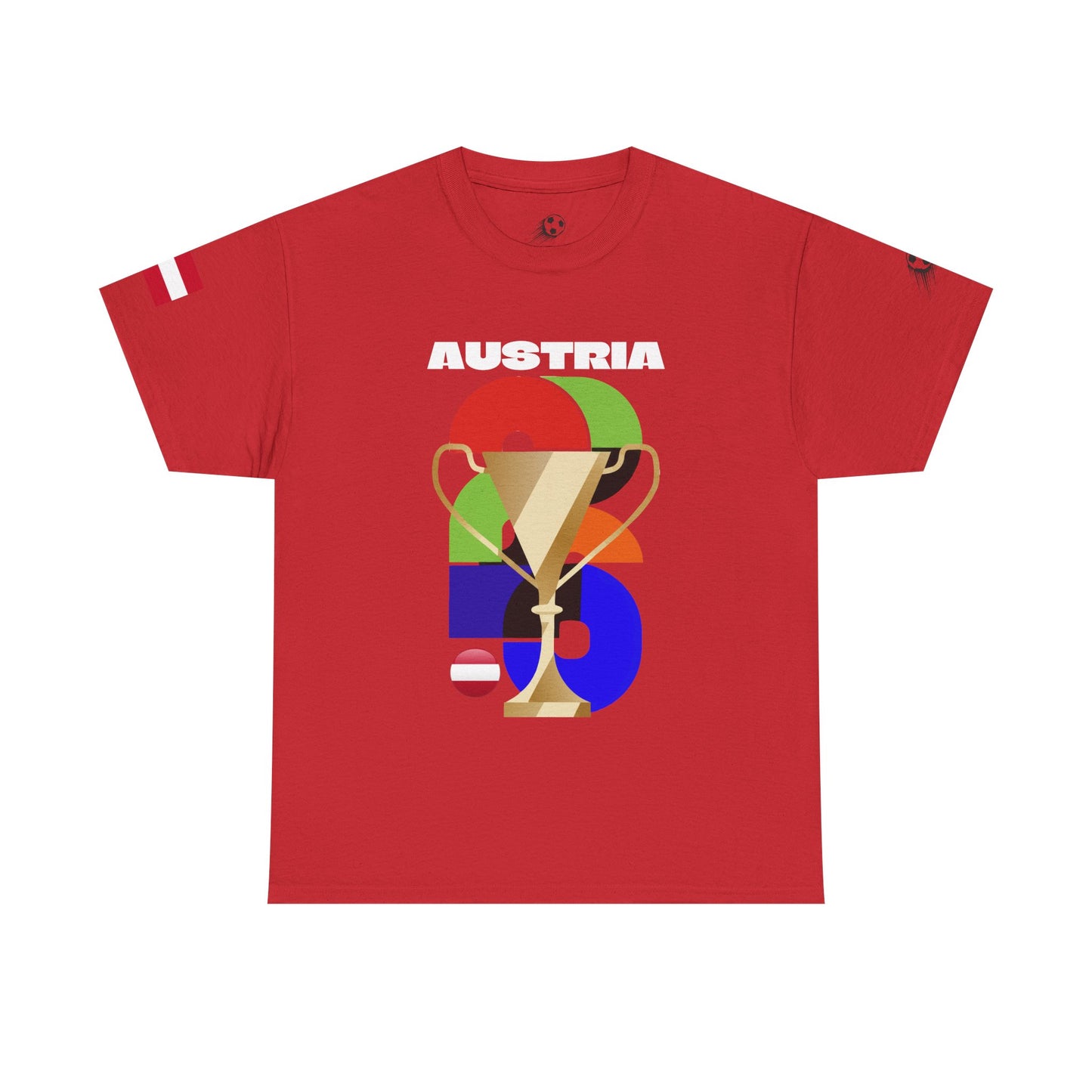 Austria Football T-Shirt - Unisex Austria Soccer Fan Tee with Flag (2026)