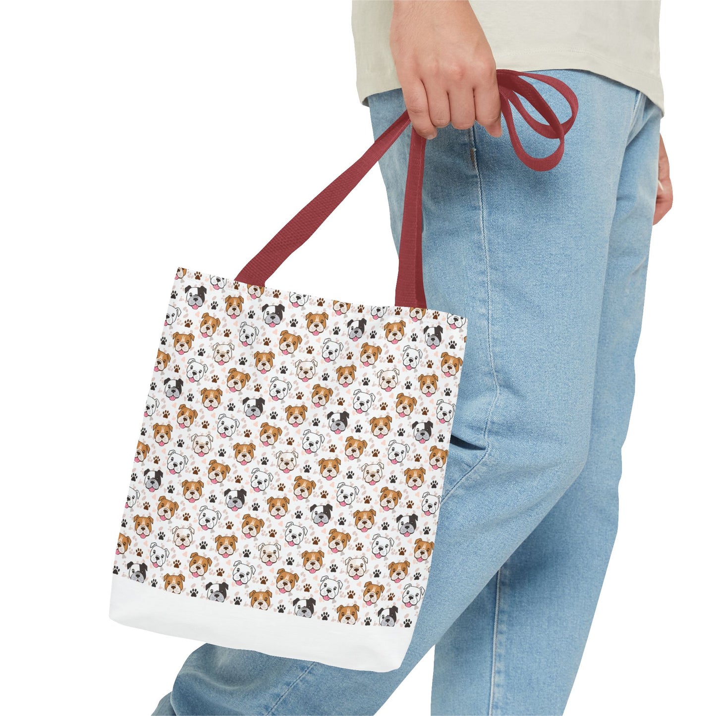 English Bulldog Tote Bag, Bulldog Lover Gift, Paw Print Design, Pet Owner Gift, Shopping Bag, Bulldog Mom/Dad Gift