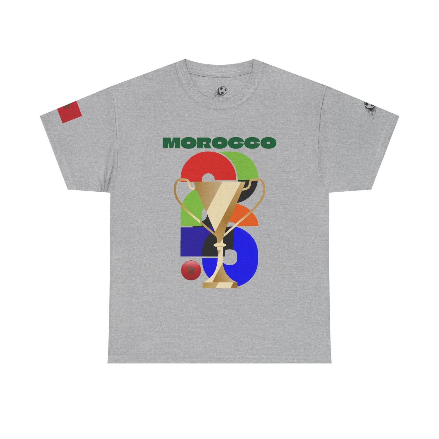 Morocco Football T-Shirt - Unisex Morocco Soccer Fan Tee with Flag (2026)