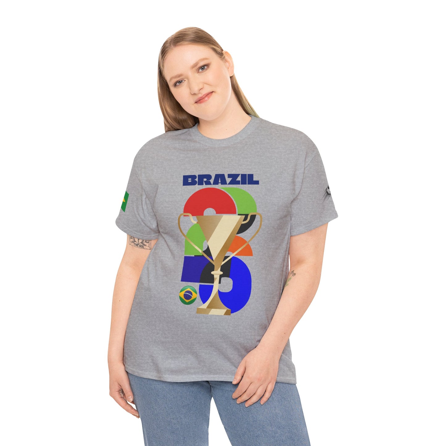 Brazil Football T-Shirt - Unisex Brazil Soccer Fan Tee with Flag (2026)