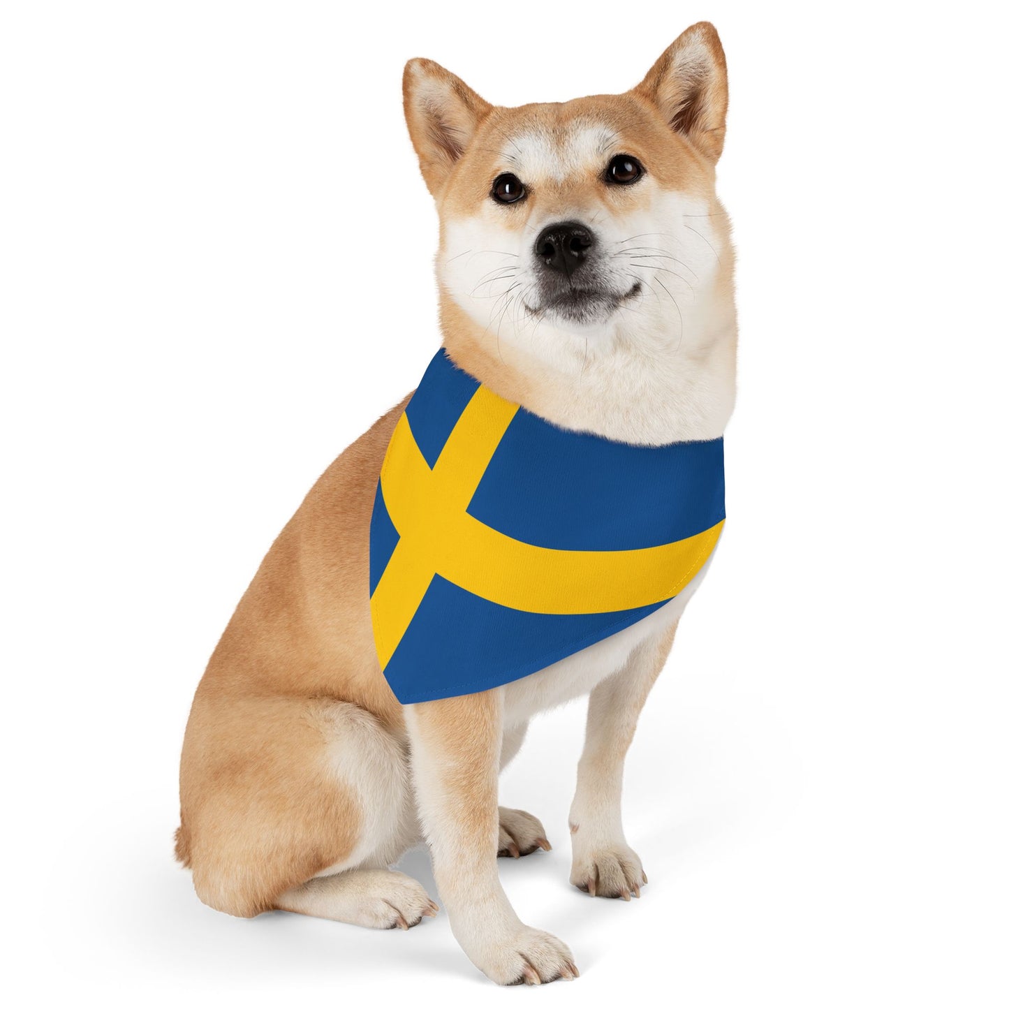 Sweden Soccer Dog Bandana — Swedish Flag Snap-On Pet Bandana, Fan Gear