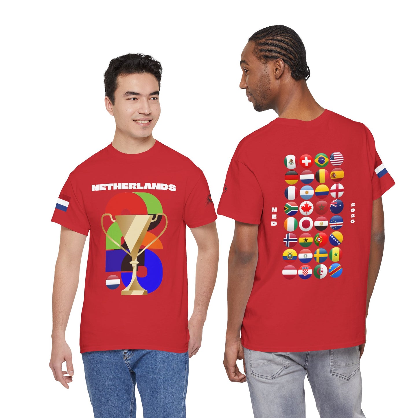 Netherlands Football T-Shirt - Unisex Netherlands Soccer Fan Tee with Flag (2026)