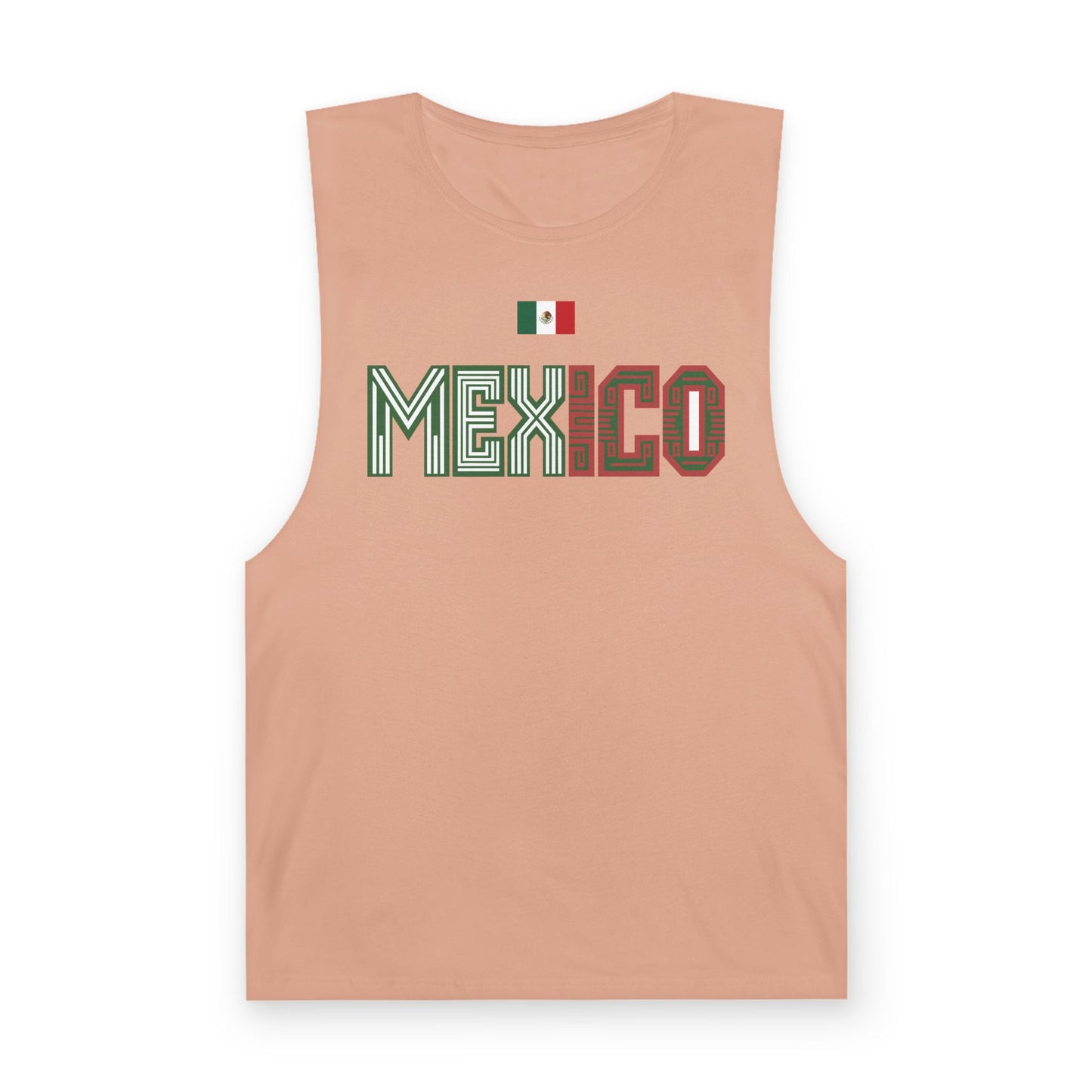 Mexico Flag Tank Top — Retro Mexico Text & Aztec Sun Back Graphic