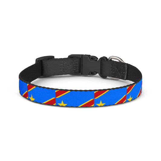 DR Congo Soccer Dog Collar — Congolese Flag Clip-On Pet Collar, Fan Gear