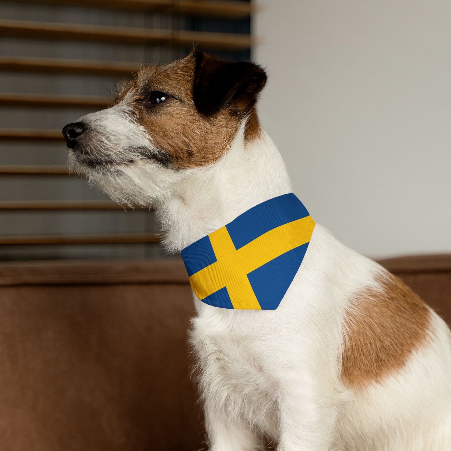 Sweden Soccer Dog Bandana — Swedish Flag Snap-On Pet Bandana, Fan Gear
