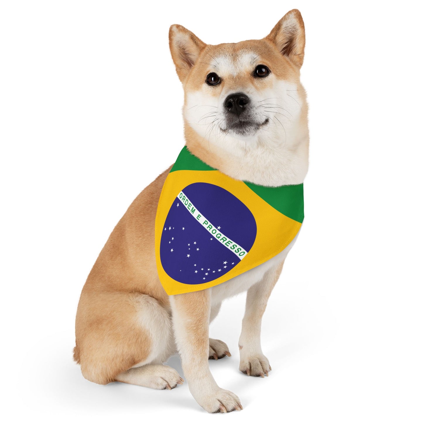 Brazil Soccer Dog Bandana — Brazilian Flag Snap-On Pet Bandana, Fan Gear