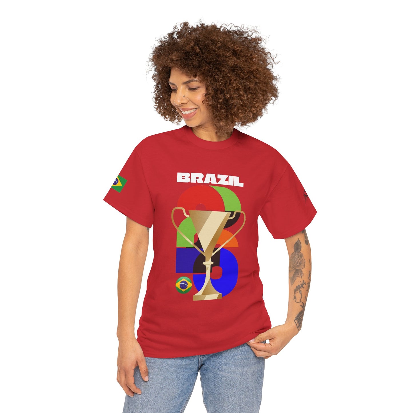 Brazil Football T-Shirt - Unisex Brazil Soccer Fan Tee with Flag (2026)