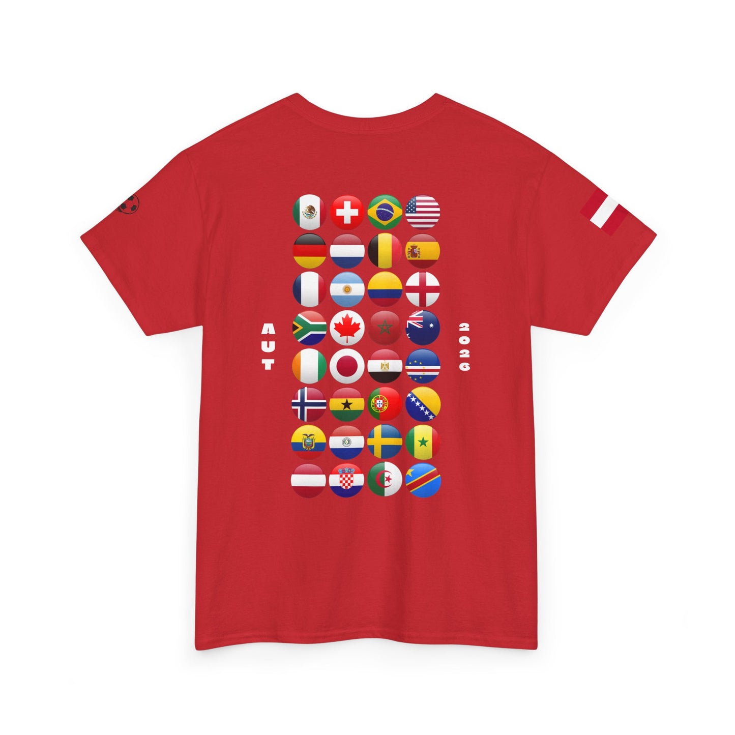 Austria Football T-Shirt - Unisex Austria Soccer Fan Tee with Flag (2026)