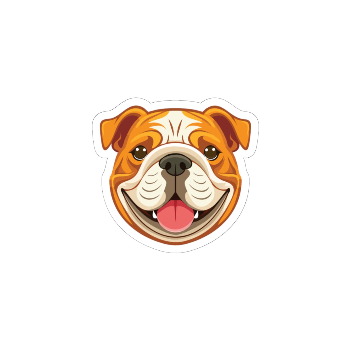 Happy Bulldog Kiss-Cut Stickers - Cute Dog Decals for Laptops, Journals, Water Bottles, Gifts for Dog Lovers, Pet Enthusiasts