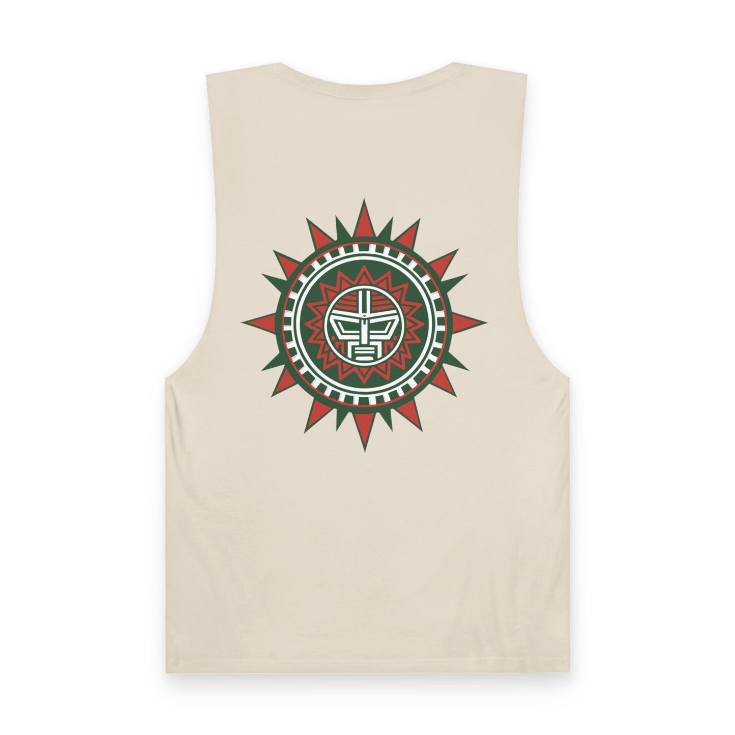 Mexico Flag Tank Top — Retro Mexico Text & Aztec Sun Back Graphic