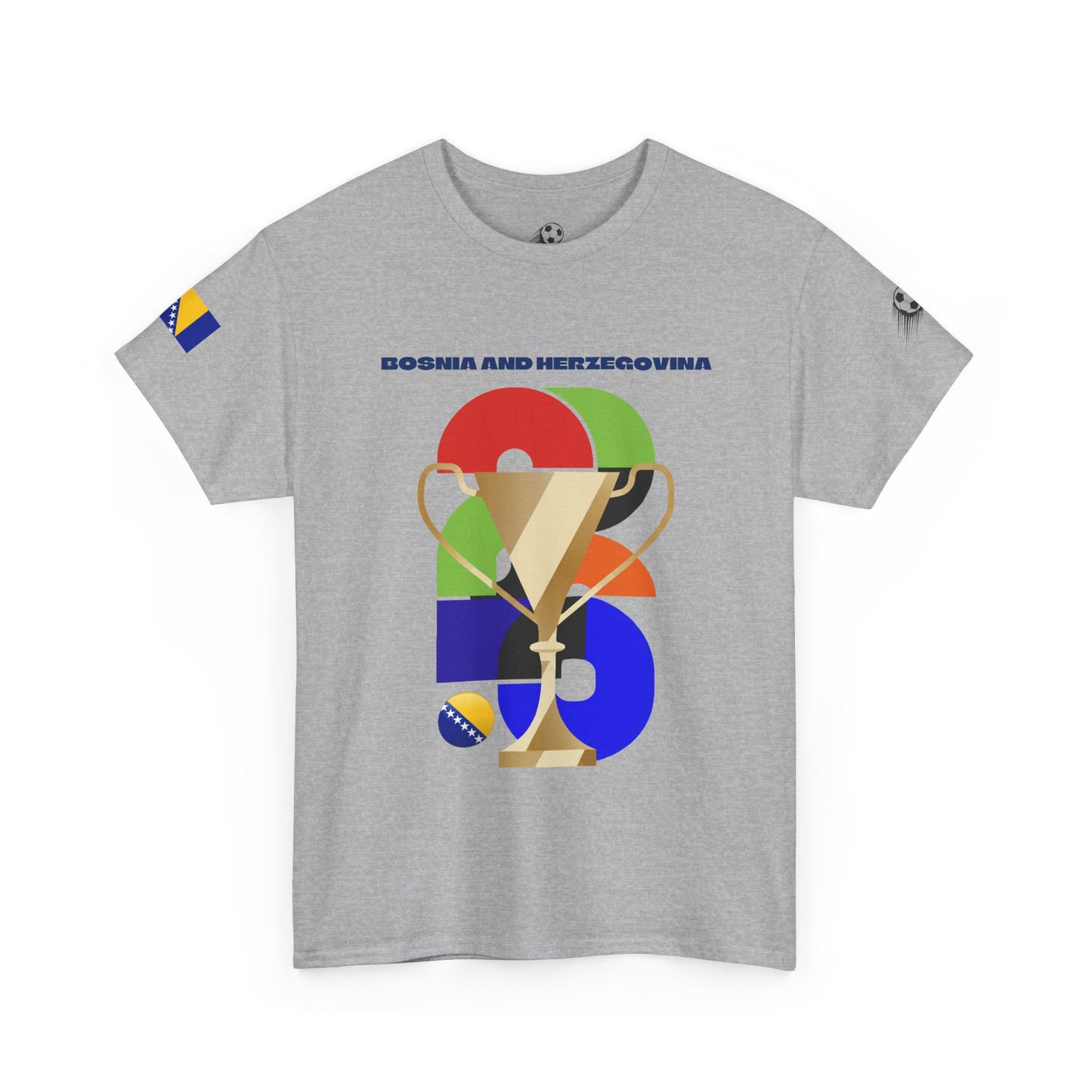 Bosnia and Herzegovina Football T-Shirt - Unisex Bosnia and Herzegovina Soccer Fan Tee with Flag (2026)
