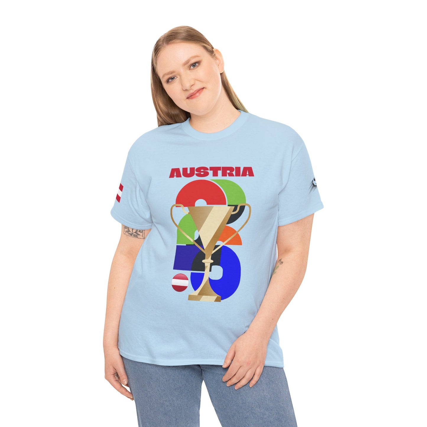Austria Football T-Shirt - Unisex Austria Soccer Fan Tee with Flag (2026)
