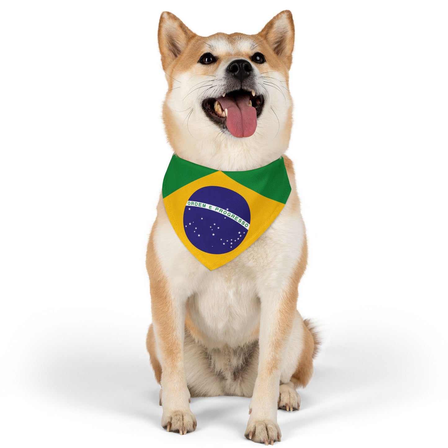 Brazil Soccer Dog Bandana — Brazilian Flag Snap-On Pet Bandana, Fan Gear